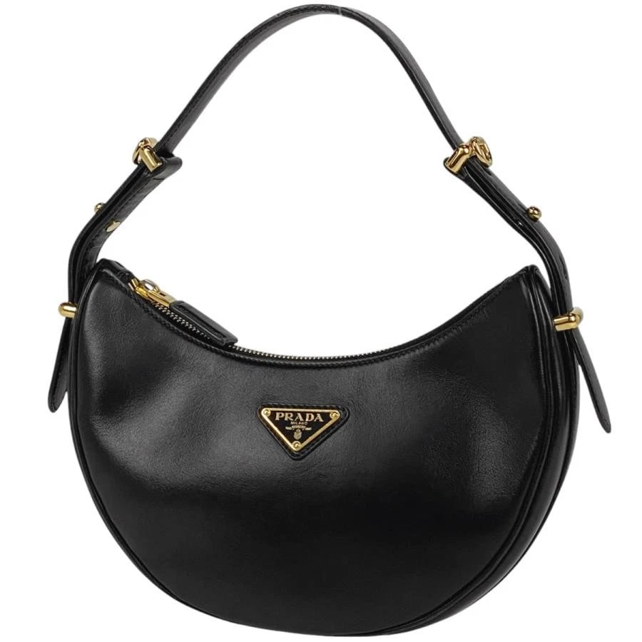 PRADA PLATE HANDBAG ONE SHOULDER ARKE BLACK LEATHER: Prada Plate Handbag One Shoulder Arke Black Leather Brand: PRADA Type: Shoulder Bag Material: leather Color: Nero (Black) Size: W24cm H14cm D6cm Accessories: None Accessories Notice: When
