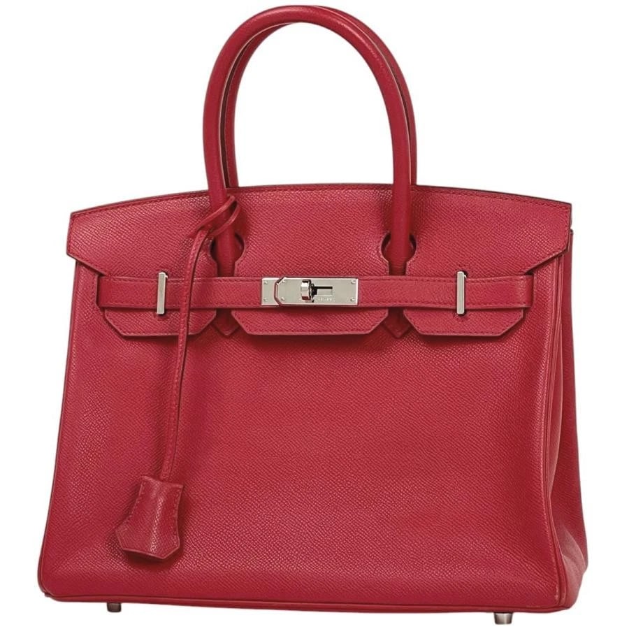 HERMES BIRKIN 30 HANDBAG VAUVERT ROUGE PIVOINE LEATHER (1 of 12)