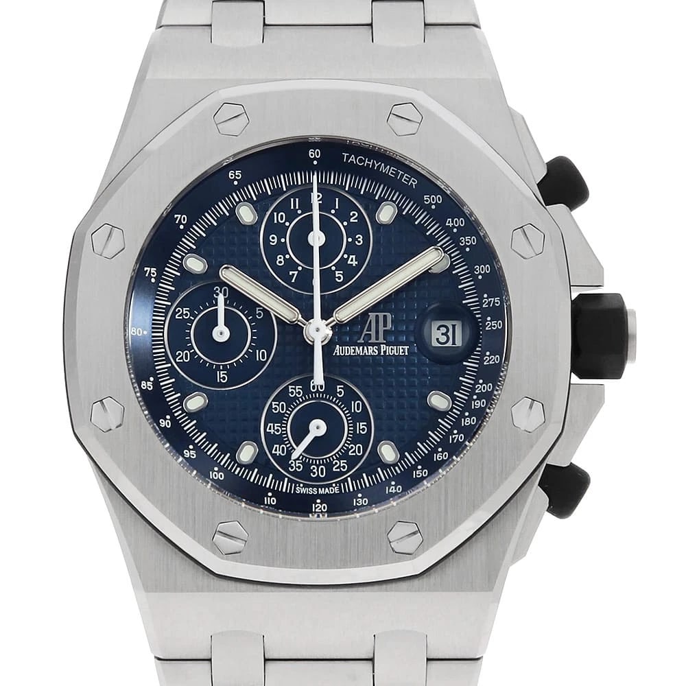 AUDEMARS PIGUET ROYAL OAK OFFSHORE CHRONOGRAPH: AUDEMARS PIGUET Royal Oak Offshore Chronograph Brand: AUDEMARS PIGUET Type: Wrist watch Material: Band Material Stainless Steel, Case Material Stainless Steel Color: Blue Size: Band Size 19cm (7.5