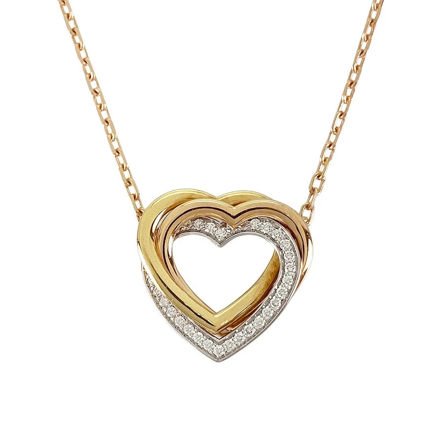 CARTIER TRINITY YELLOW GOLD DIAMOND NECKLACE: Cartier Trinity Yellow gold diamond Necklace Brand: Cartier Type: Necklace Material: 18K Yellow Gold 18K White Gold 18K Rose Gold diamond Main Stone Natural Color: Gold Size: 14.3mm×14.2mm Neckla