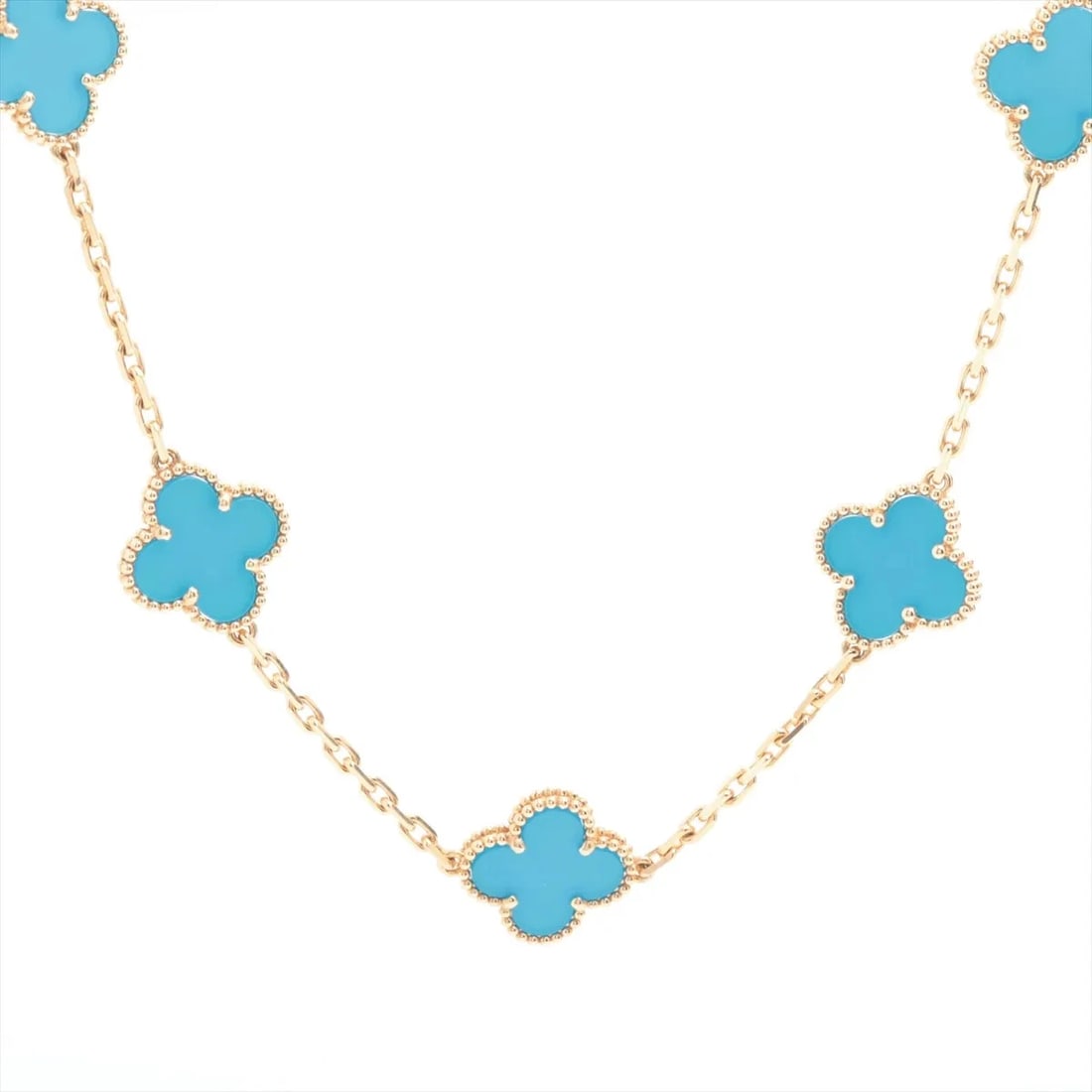 VAN CLEEF & ARPELS VINTAGE ALHAMBRA 10P BLUE AGATE NECKLACE (1 of 5)