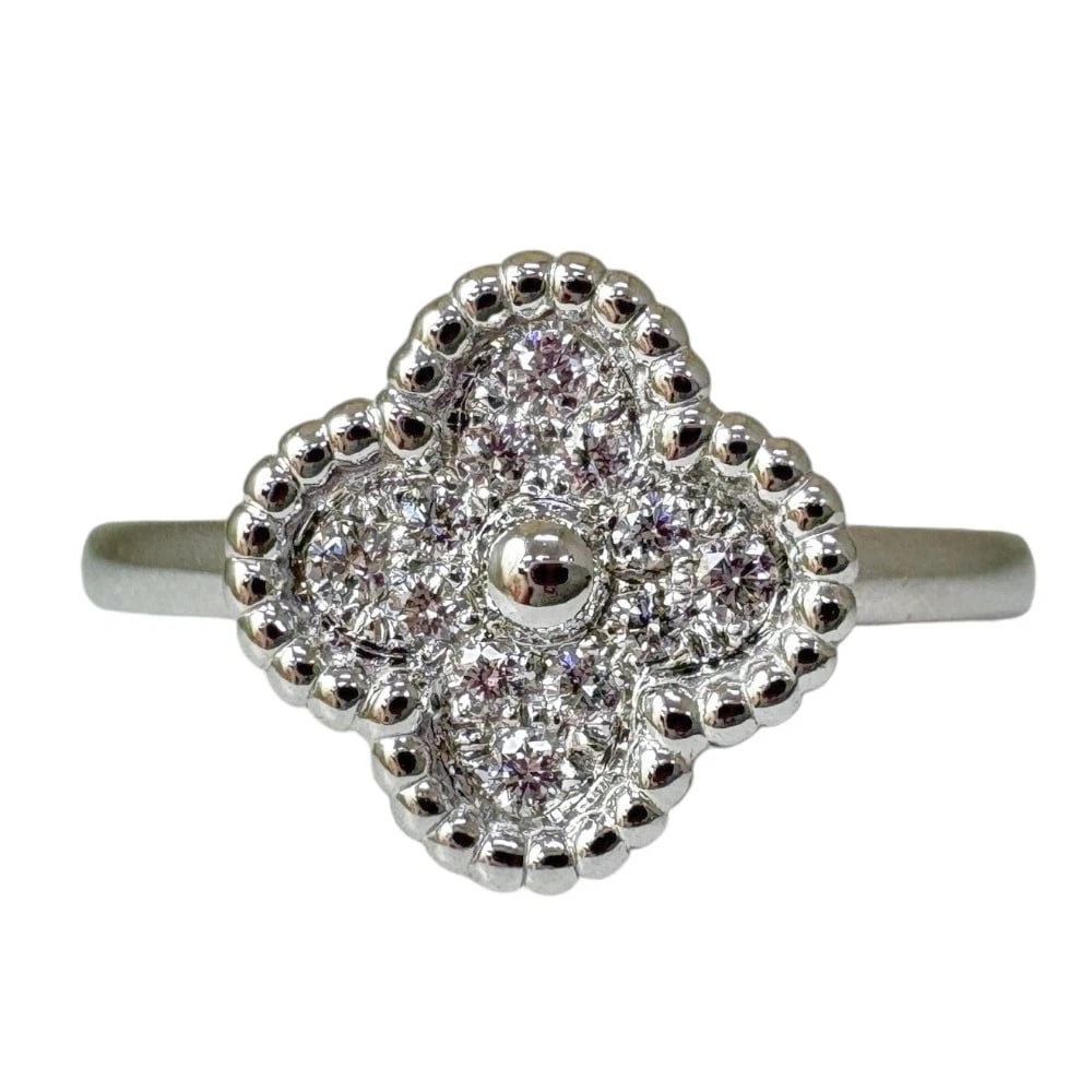 VAN CLEEF & ARPELS RING K18 WHITE GOLD DIAMOND: Van Cleef & Arpels Ring K18 white gold diamond Brand: Van Cleef & Arpels Type: Ring Material: K18 white gold Main Stone Natural Color: Silver Size: US 5 Accessories: None Accessories Notic