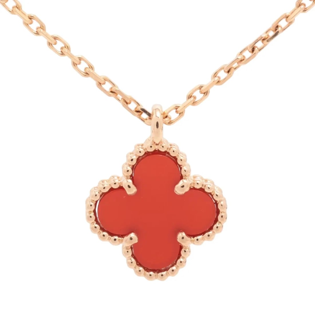VAN CLEEF & ARPELS SWEET ALHAMBRA CARNELIAN NECKLACE: Van Cleef & Arpels Sweet Alhambra Carnelian Necklace Brand: Van Cleef & Arpels Type: Necklace Material: 750(PG) Color: Not Specified Size: Size(CM) Chain length:40.4 Accessories: None Acce