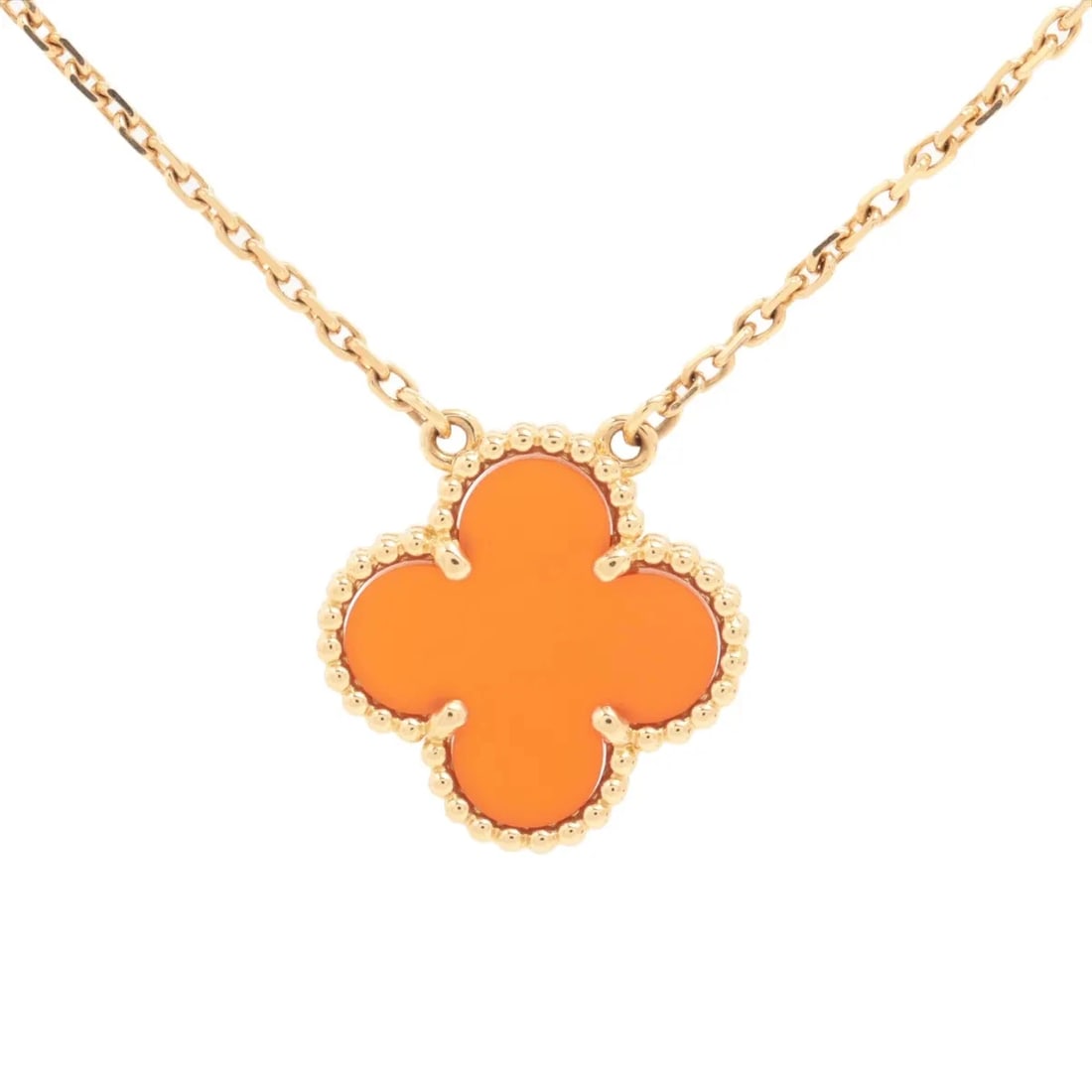 VAN CLEEF & ARPELS VINTAGE ALHAMBRA CARNELIAN NECKLACE: Van Cleef & Arpels Vintage Alhambra Carnelian Necklace Brand: Van Cleef & Arpels Type: Necklace Material: 750(YG) Color: Not Specified Size: Size(CM) Chain length:42.7 Accessories: None Ac