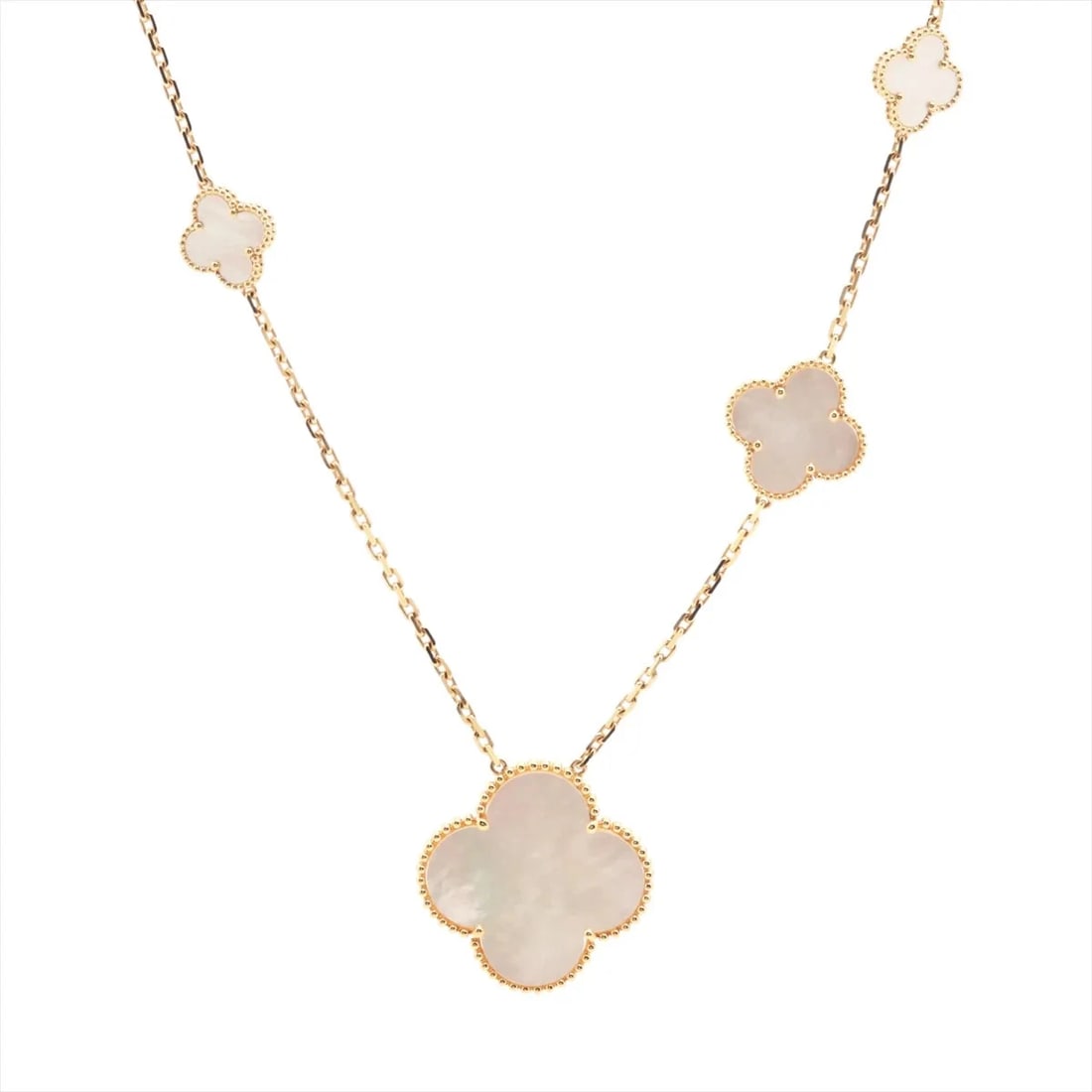 VAN CLEEF & ARPELS MAGIC ALHAMBRA 11P SHELLS NECKLACE: Van Cleef & Arpels Magic Alhambra 11P shells Necklace Brand: Van Cleef & Arpels Type: Necklace Material: 750(YG) Color: Not Specified Size: Size(CM) Chain length:86.2 Accessories: None Acc