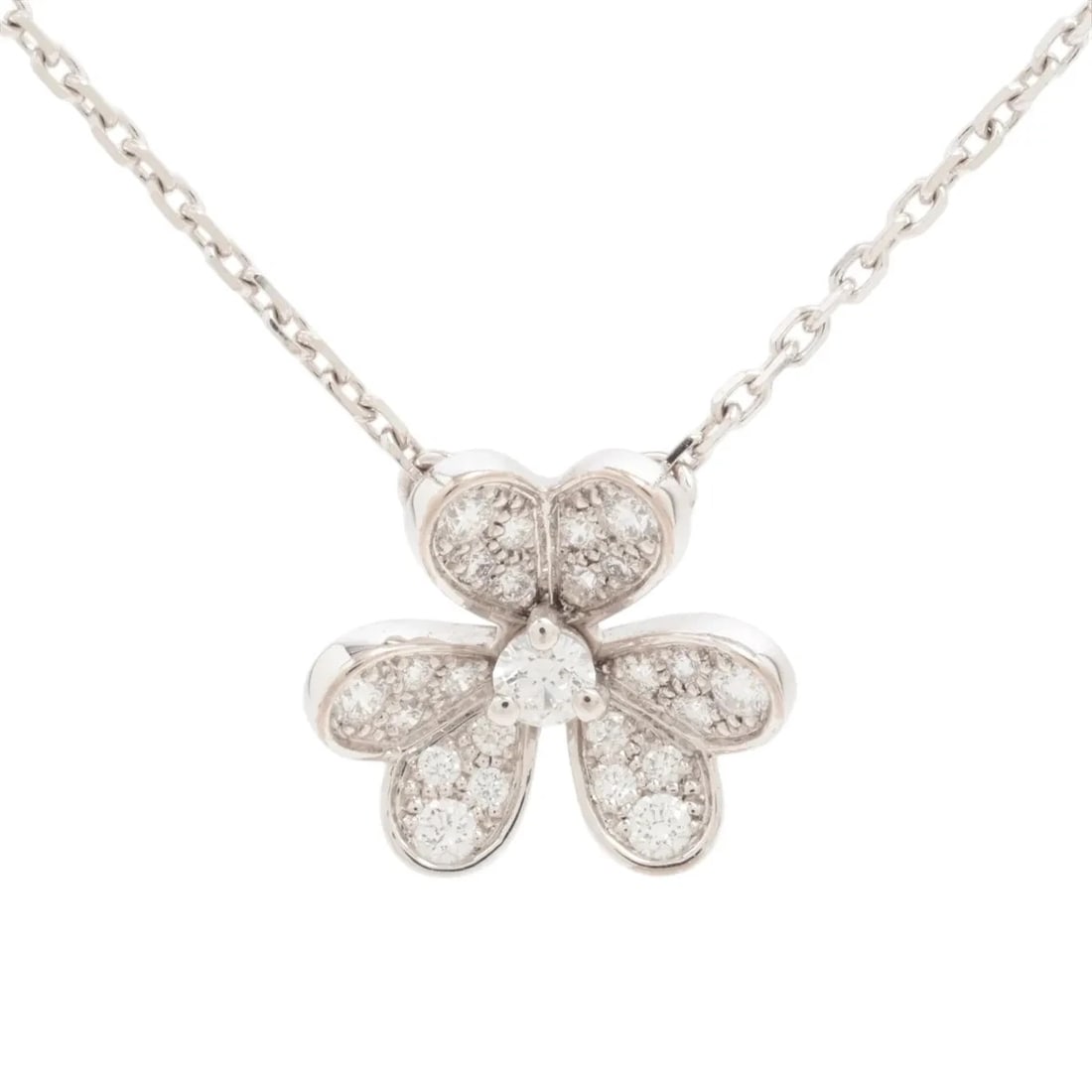 VAN CLEEF & ARPELS FRIVOLE MINI DIAMOND NECKLACE 750(WG): Van Cleef & Arpels Frivole Mini diamond Necklace 750(WG) Brand: Van Cleef & Arpels Type: Necklace Material: 750(WG) Main Stone natural Color: Not Specified Size: Size(CM) Chain length:40.5 Access