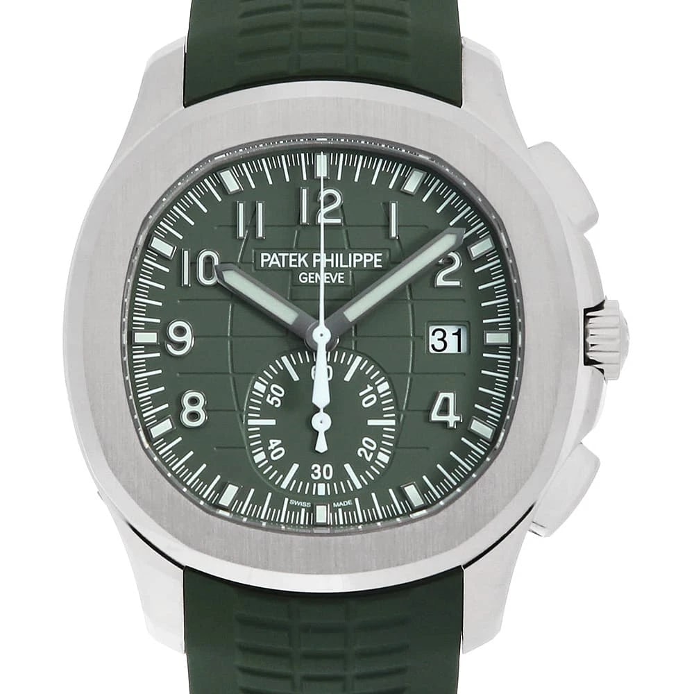 PATEK PHILIPPE AQUANAUT CHRONOGRAPH: PATEK PHILIPPE Aquanaut Chronograph Brand: PATEK PHILIPPE Type: Wrist watch Material: Band Material rubber, Case Material White Gold Color: Khaki Size: Band Size 23.5cm (9.3inch), Case Size Case:W