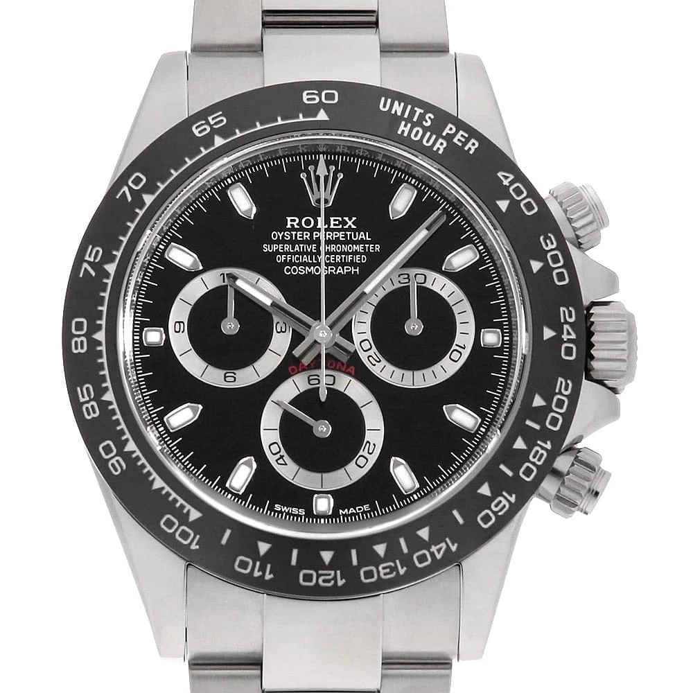 ROLEX COSMOGRAPH DAYTONA BLACK: ROLEX Cosmograph Daytona black Brand: ROLEX Type: Wrist watch Material: Band Material Stainless Steel, Case Material Stainless Steel Color: Black Size: Band Size 19.5cm (7.7inch), Case Size Case:W