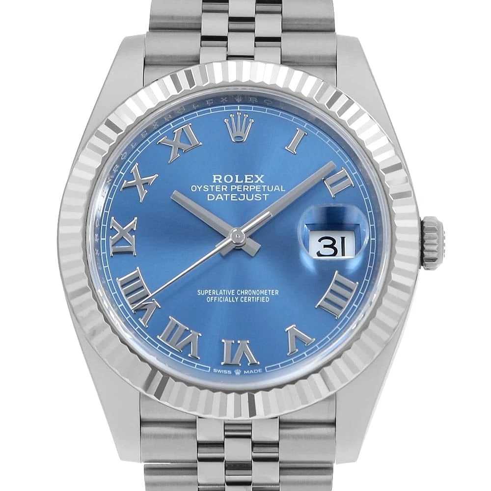 ROLEX DATEJUST BLUE ROMAN ROW JUBILEE BRACELET: ROLEX Datejust blue Roman row jubilee bracelet Brand: ROLEX Type: Wrist watch Material: Band Material Stainless Steel, Case Material Stainless Steel Color: Blue Size: Band Size 19.5cm (7.7inch), C