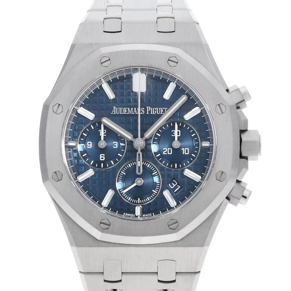 AUDEMARS PIGUET ROYAL OAK CHRONOGRAPH: AUDEMARS PIGUET Royal Oak Chronograph Brand: AUDEMARS PIGUET Type: Wrist watch Material: Band Material Stainless Steel, Case Material Stainless Steel Color: Blue Size: Band Size 17cm (6.7inch), Ca