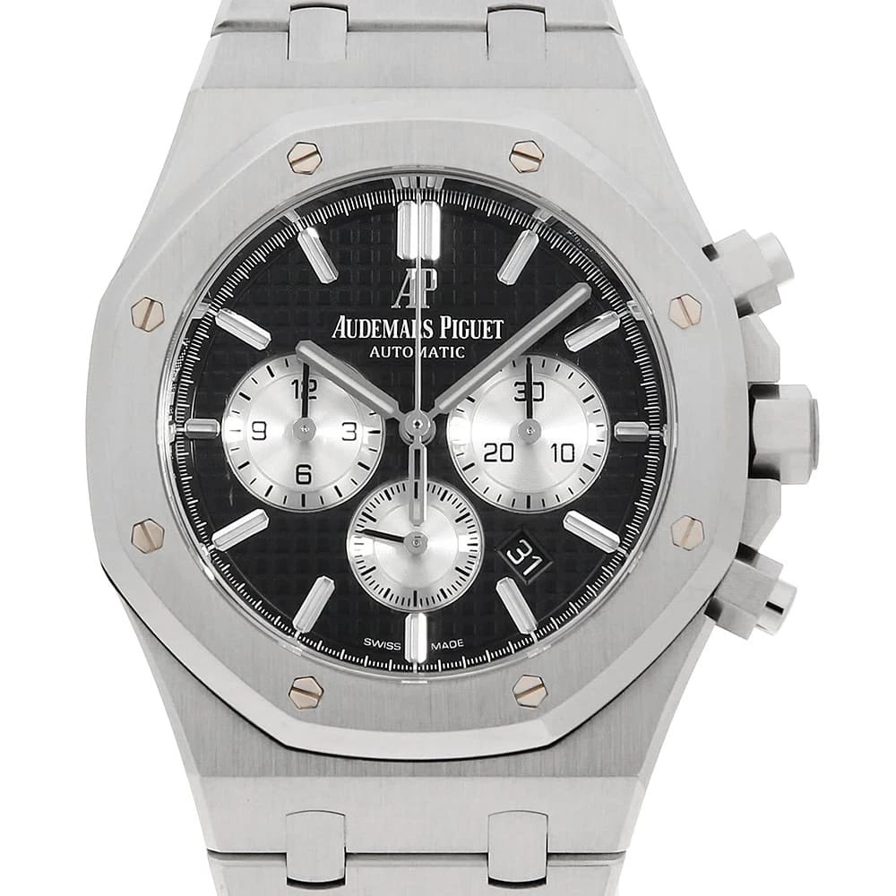 AUDEMARS PIGUET ROYAL OAK CHRONOGRAPH: AUDEMARS PIGUET Royal Oak Chronograph Brand: AUDEMARS PIGUET Type: Wrist watch Material: Band Material Stainless Steel, Case Material Stainless Steel Color: Black Size: Band Size 18cm (7.1inch), C