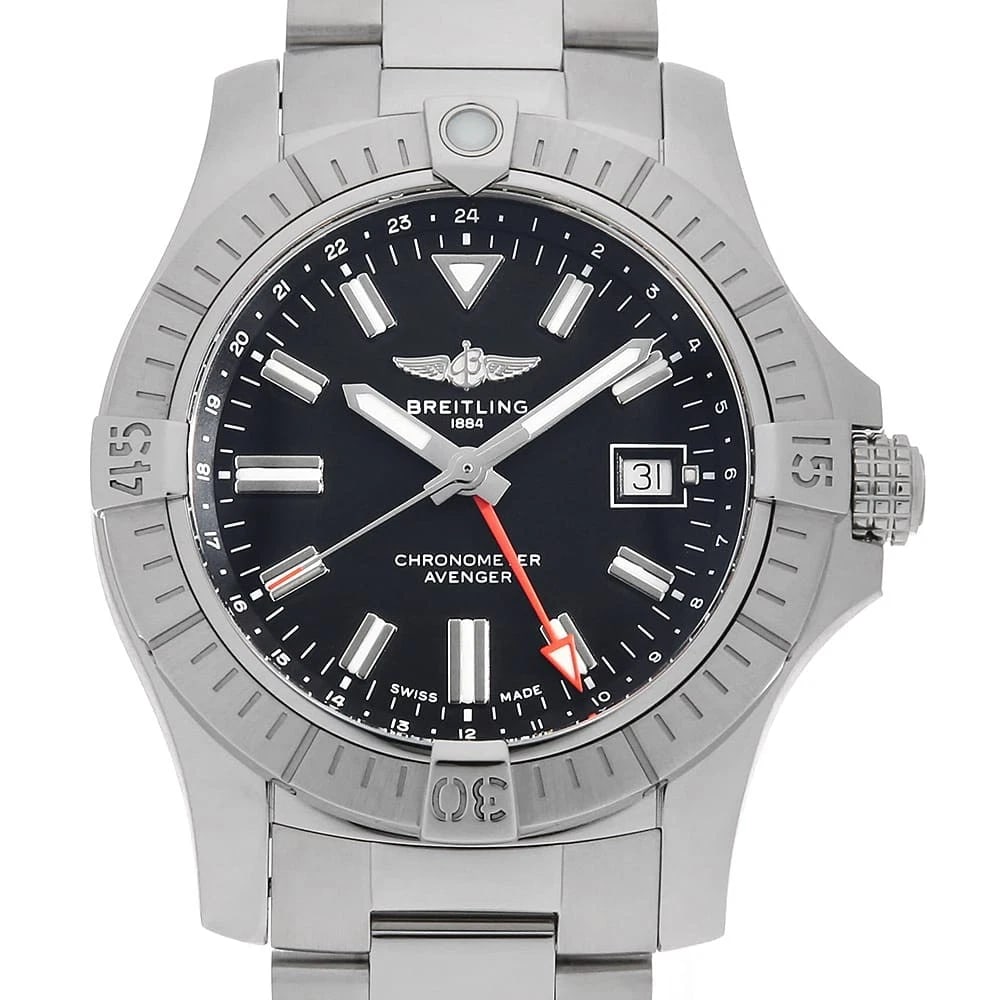 BREITLING AVENGER AUTOMATIC: BREITLING Avenger Automatic Brand: BREITLING Type: Wrist watch Material: Band Material Stainless Steel, Case Material Stainless Steel Color: Black Size: Band Size 19cm (7.5inch), Case Size Case:W4