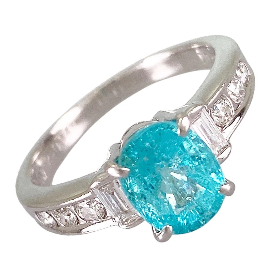 RING PLATINUM PARAIBA TOURMALINE DIAMOND (1 of 7)