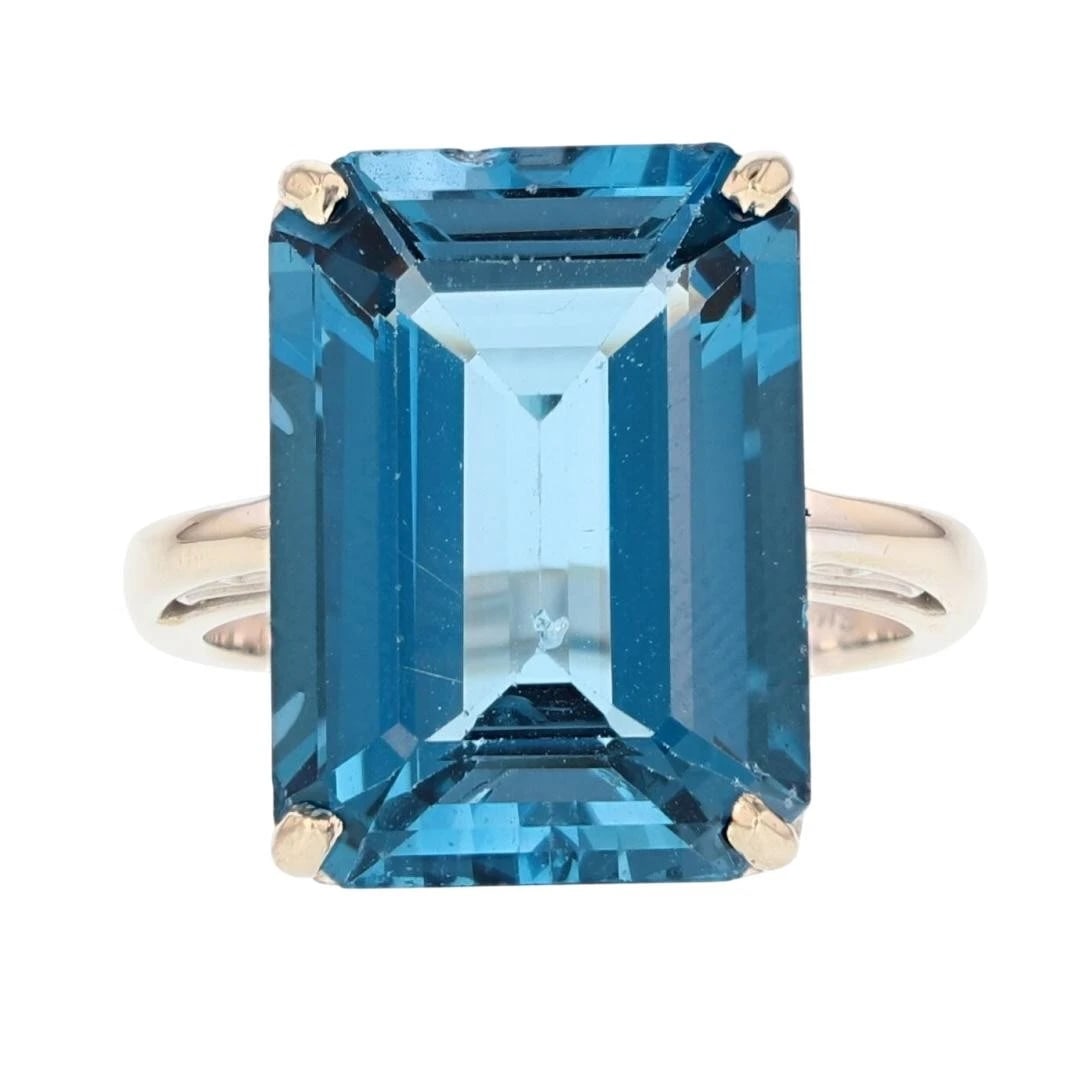 EMERALD CUT LONDON BLUE TOPAZ RING (1 of 2)