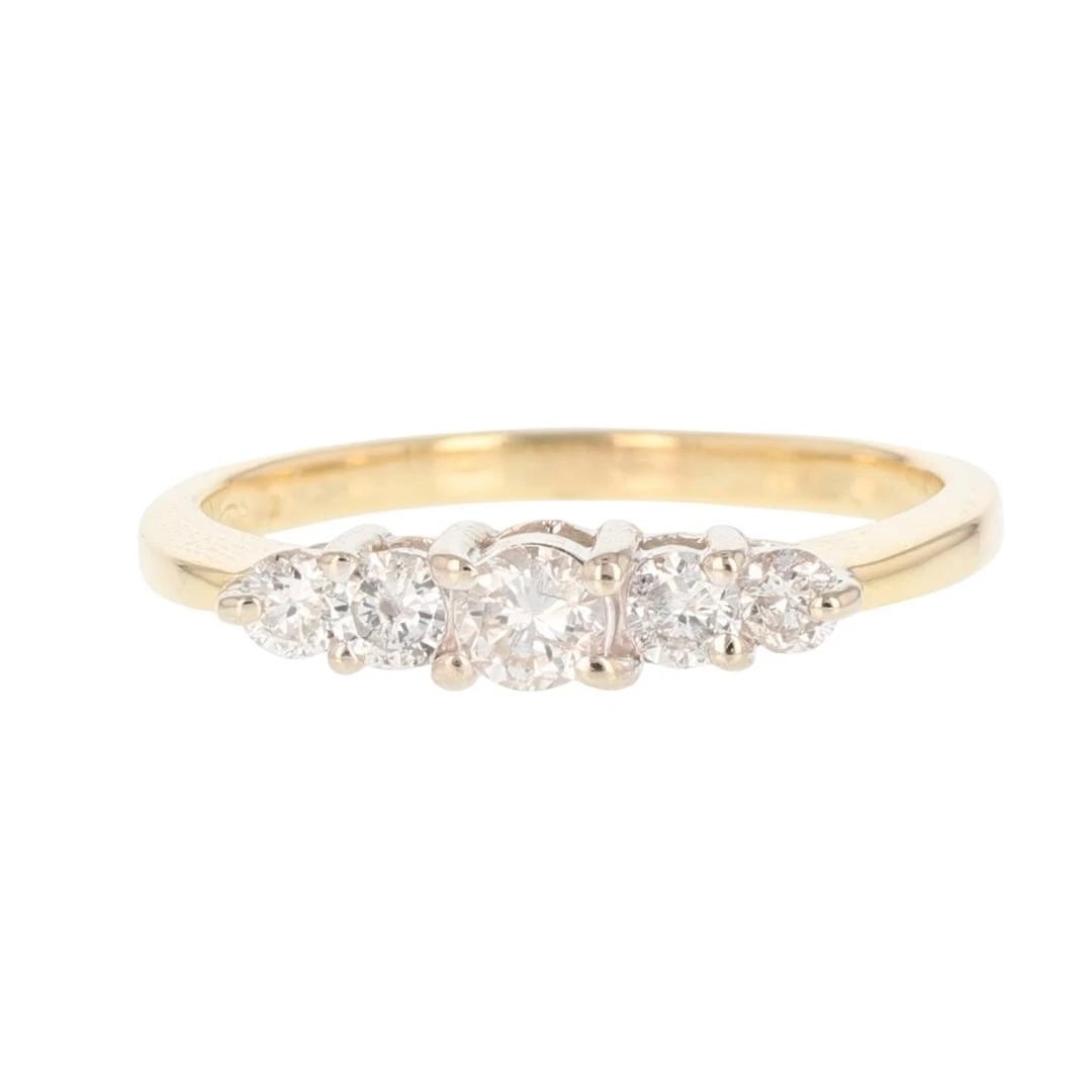 ROUND DIAMOND PRONG-SET STATEMENT BAND RING: Round Diamond Prong-Set Statement Band Ring Brand: Unbranded Type: Ring Material: 18k Yellow Gold, Main Stone Natural Color: None Size: 8.25 US Accessories: None Accessories Notice: When p