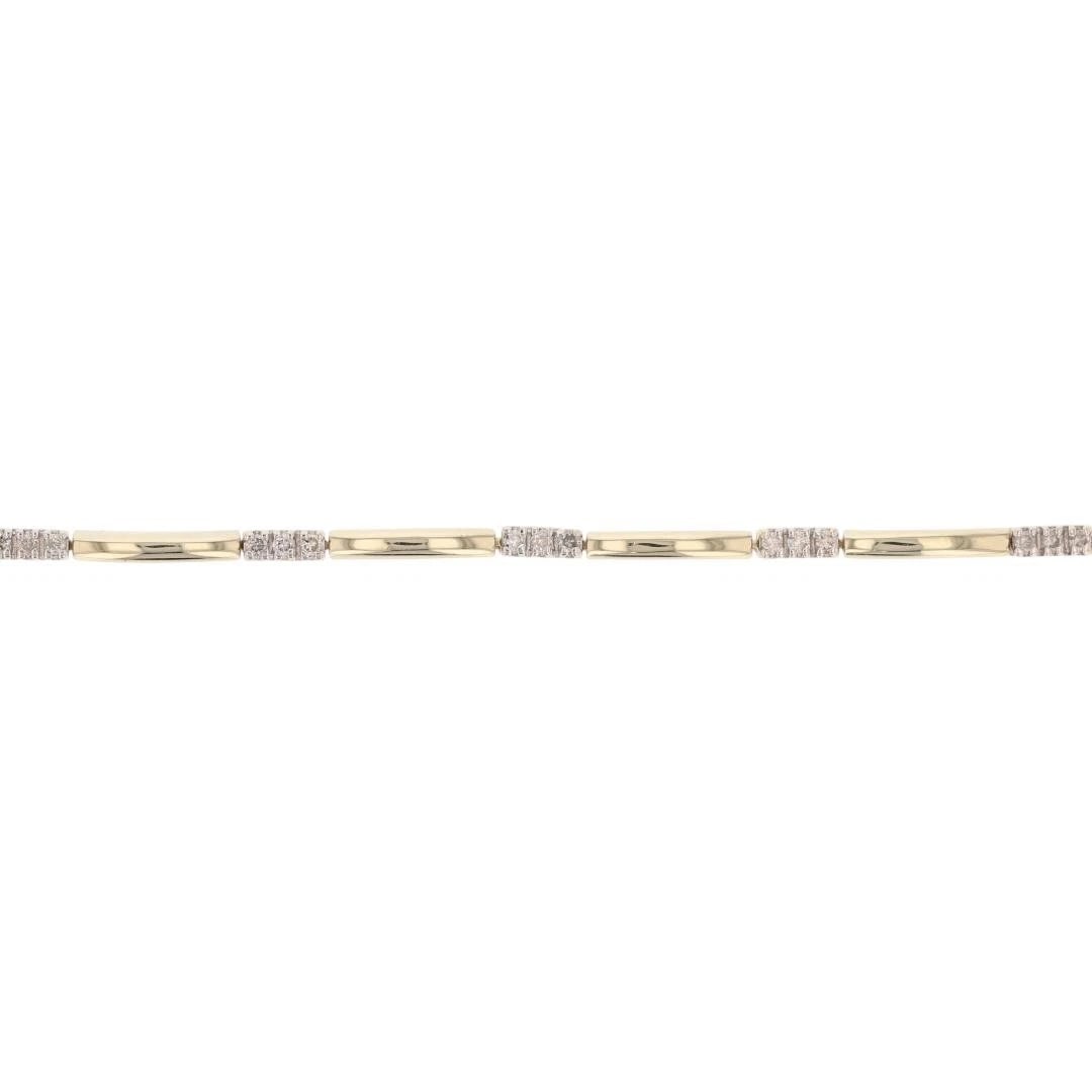 ROUND CUT DIAMOND BAR-LINK BRACELET 14K (1 of 5)
