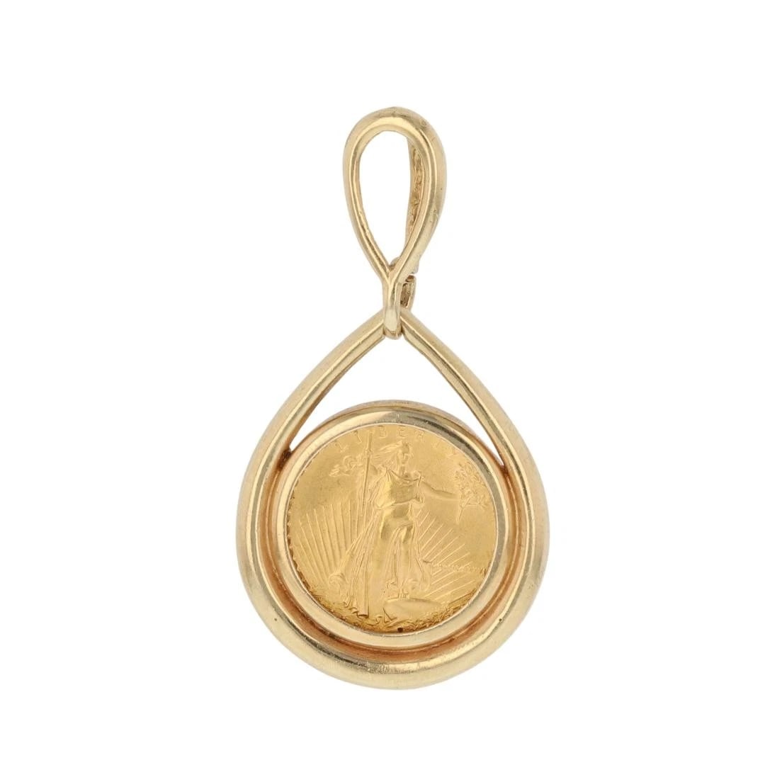 EAGLE GOLD COIN FRAMED PENDANT CHAIN (1 of 4)