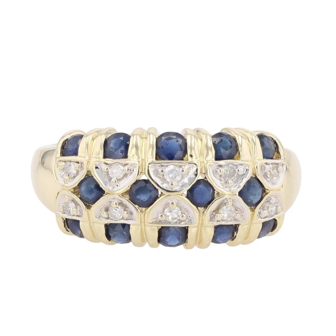 ROUND CUT SAPPHIRE AND DIAMOND CLUSTER RING (1 of 2)