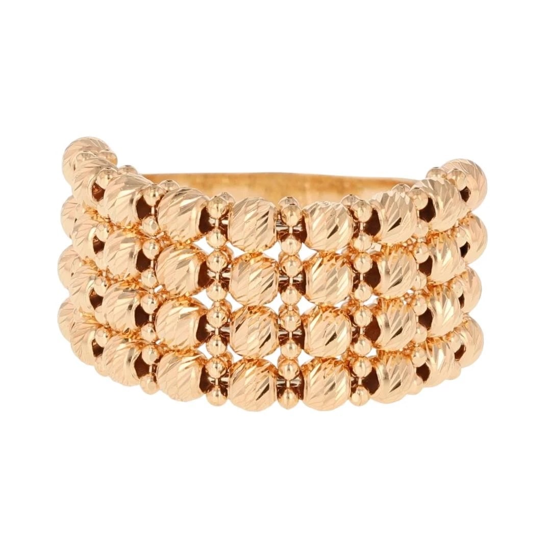 BEADED MULTI-ROW BAND RING 21K YELLOW GOLD: Beaded Multi-Row Band Ring 21k Yellow Gold Brand: Unbranded Type: Ring Material: 21k Yellow Gold, Color: None Size: 7.75 US Accessories: None Accessories Notice: When purchasing pre-owned