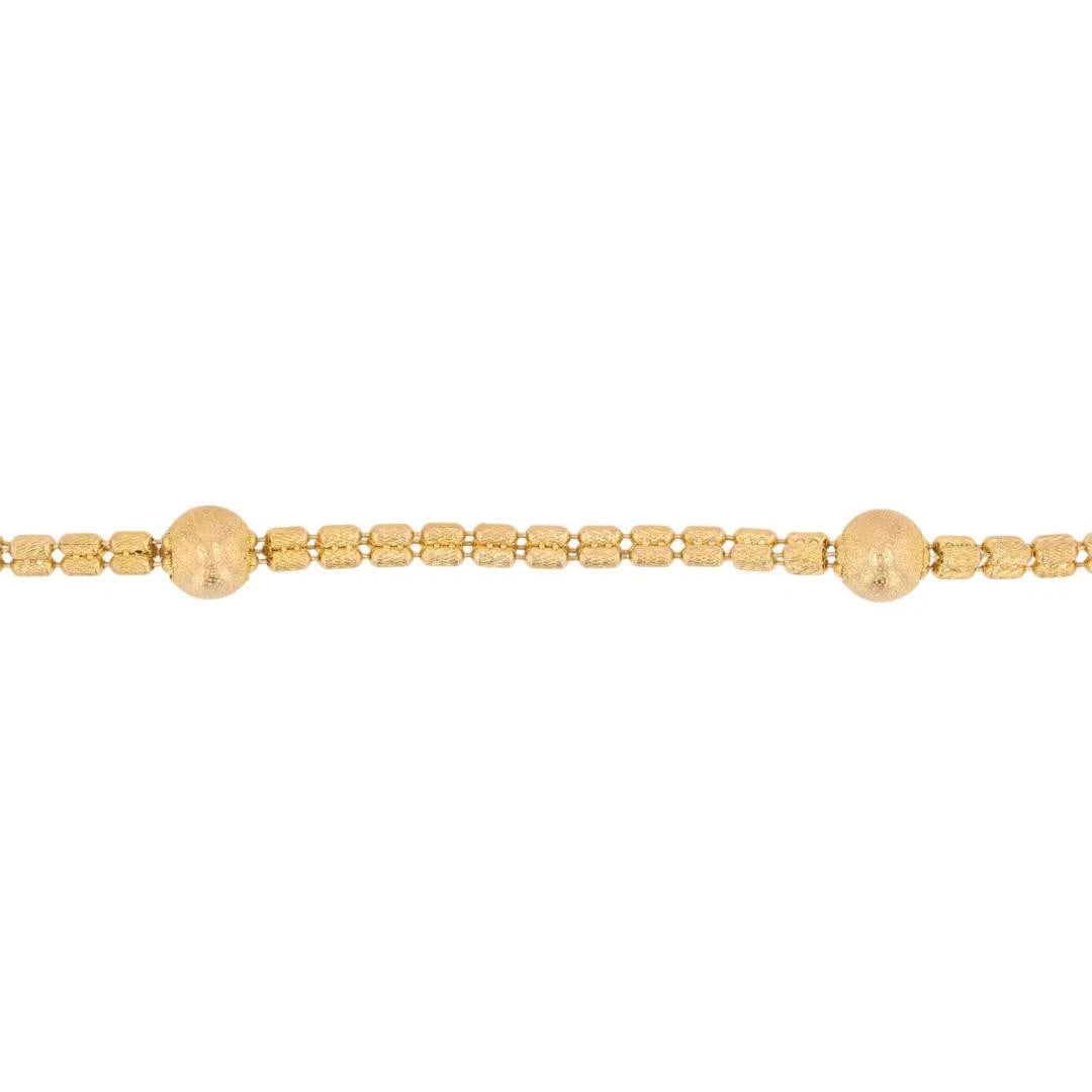 BEADED LINK CHAIN BRACELET: Beaded Link Chain Bracelet Brand: Unbranded Type: Bracelet Material: 21k Yellow Gold, Color: None Size: Bracelet Measurement: 7.25" Length / 6mm - 2.5mm Width Accessories: None Accessories