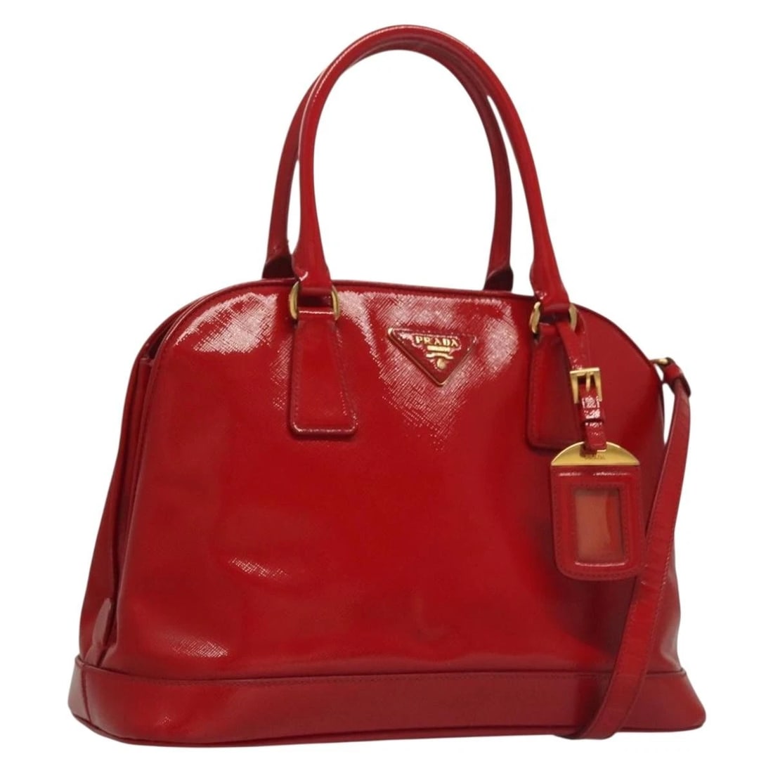 PRADA HAND BAG SAFIANO LEATHER RED GOLD: PRADA Hand Bag Safiano leather Red Gold Brand: PRADA Type: Hand Bag Material: Saffiano Leather Color: Red / Gold Size: W12.2 x H7.1 x D5.5inch(Approx) Shoulder Drop:16.9 - 18.9inch(Approx) Handle
