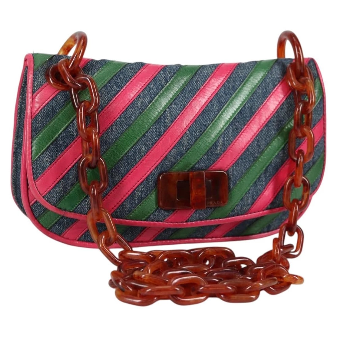 PRADA SHOULDER BAG DENIM BLUE: PRADA Shoulder Bag Denim Blue Brand: PRADA Type: Shoulder Bag Material: Canvas Color: Blue Size: W8.7 x H4.3 x D1.2inch(Approx) Shoulder Drop:16.5inch(Approx) Accessories: None Accessories