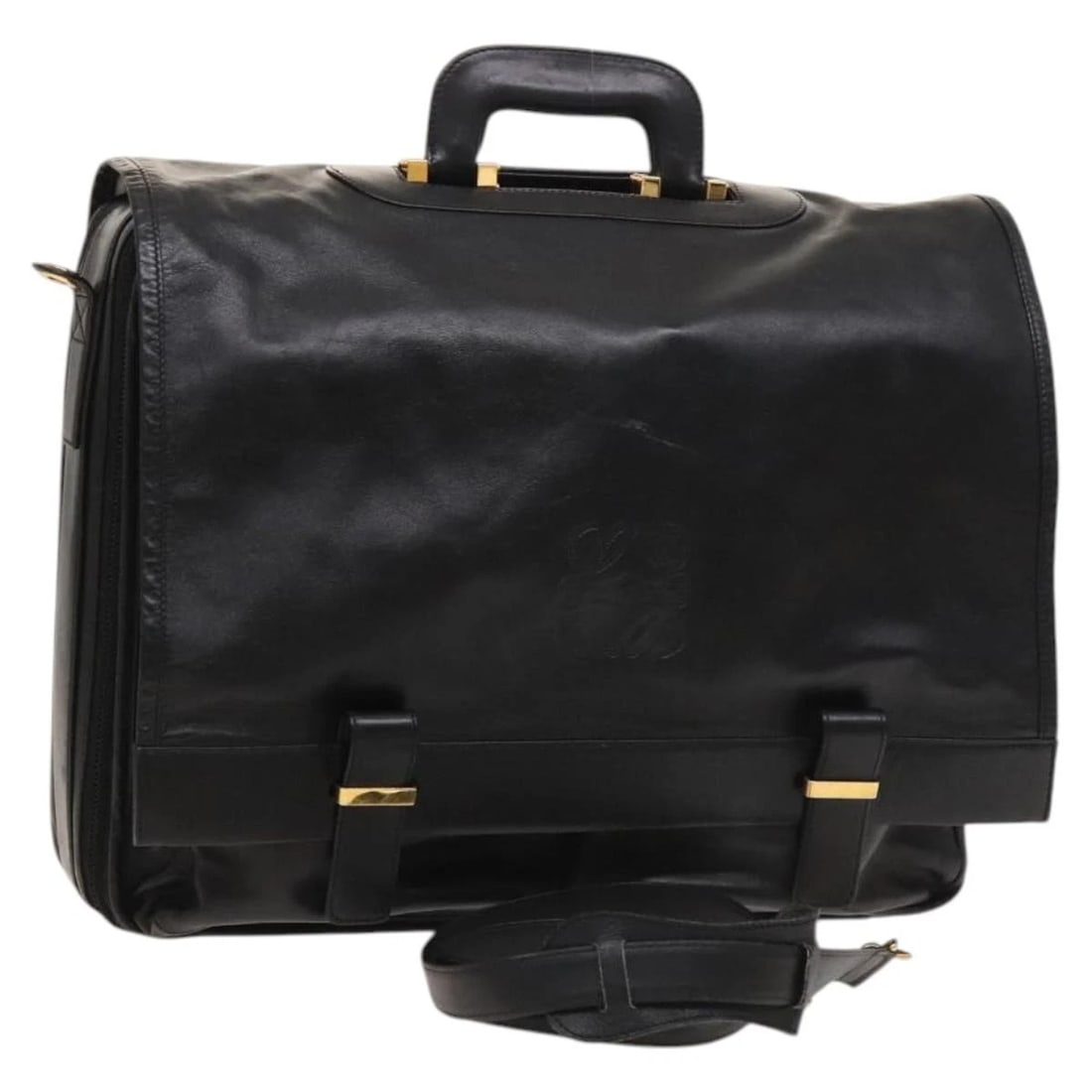 LOEWE ANAGRAM BUSINESS BAG LEATHER: LOEWE Anagram Business Bag Leather Brand: LOEWE Type: Business Bag Material: Leather Color: Black / Gold Size: W17.3 x H13.4 x D3.5inch(Approx) Shoulder Drop:17.7inch(Approx) Accessories: None