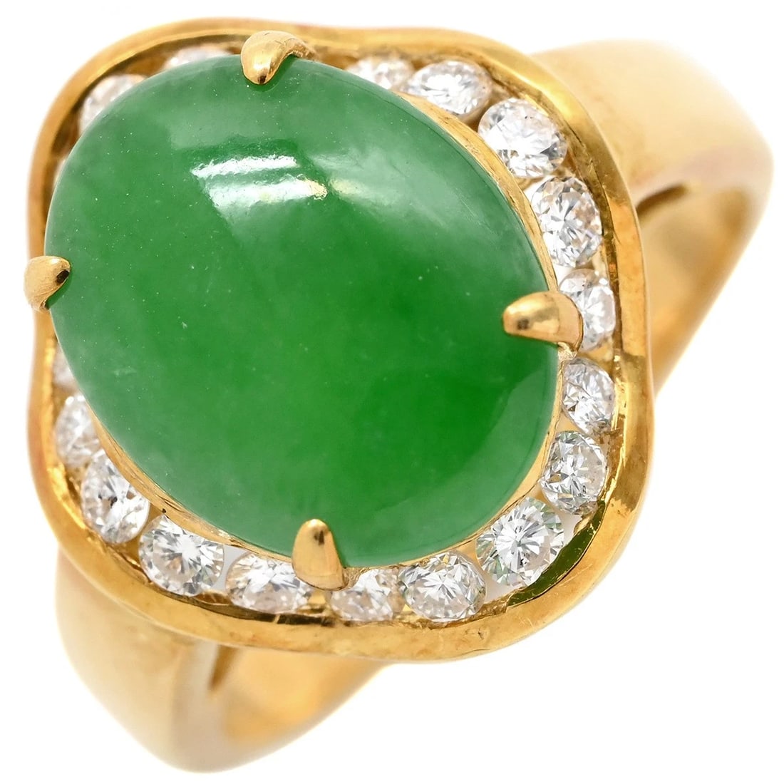 RING JADE EARRING 18K YELLOW GOLD JADE DIAMOND (1 of 6)