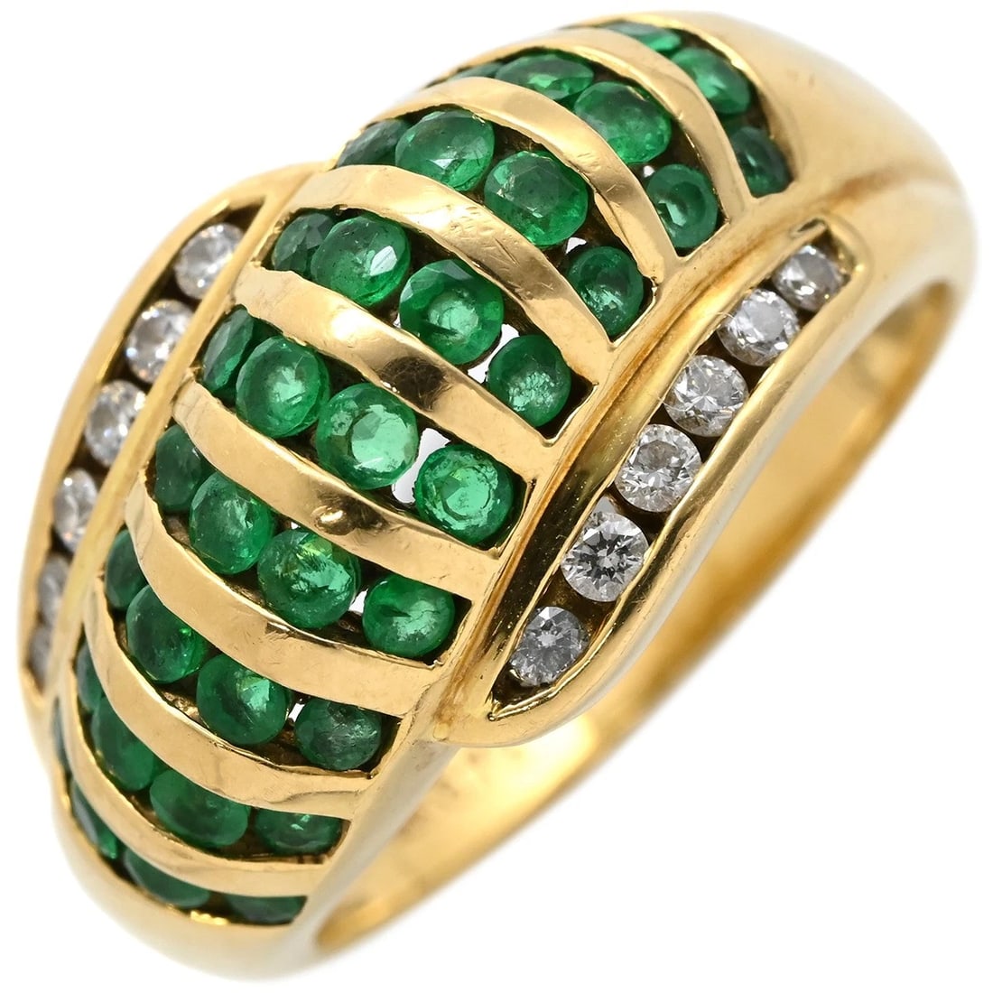 RING EMERALD 18K YELLOW GOLD EMERALD DIAMOND (1 of 3)