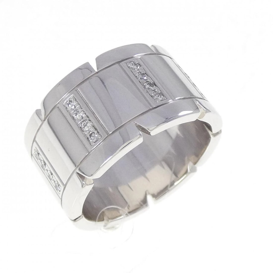 CARTIER TANK FRANCAISE LARGE RING: Cartier Tank Francaise Large Ring Brand: Cartier Type: Ring Material: 750 White Gold, Main Stone Natural Color: White Gold Size: 6.5-7 (US size) Accessories: None Accessories Notice: When