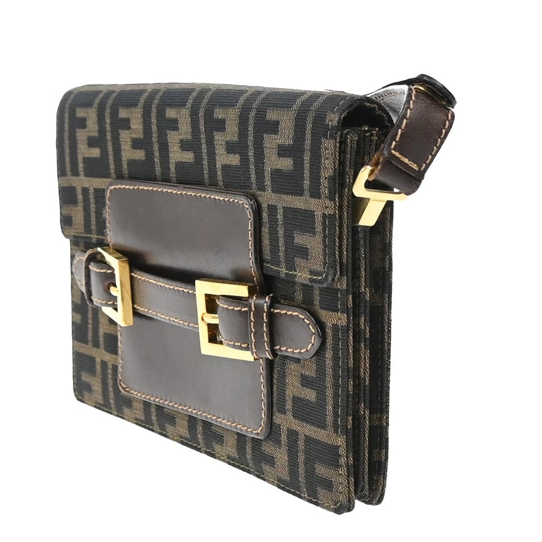 FENDI LOGO ZUCCA PATTERN SHOULDER BAG CANVAS LEATHER BROWN: FENDI Logo Zucca Pattern Shoulder Bag Canvas Leather Brown Brand: FENDI Type: Shoulder Bag Material: Canvas Leather Color: Brown Size: W 9.1 x H 5.9 x D 2.8 " (approx.) SHOULDER DROP ( inch /cm )