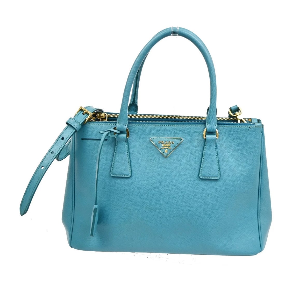 PRADA MILANO LOGO 2WAY SHOULDER HAND BAG SAFFIANO LEATHER BLUE: PRADA MILANO Logo 2Way Shoulder Hand Bag Saffiano Leather Blue Brand: PRADA Type: Shoulder Hand Bag Material: Saffiano Leather Color: Blue Size: W 11.8 x H 7.5 x D 5.3 " (approx.) HANDLE DROP ( in