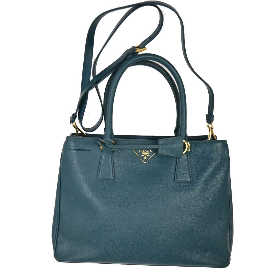 PRADA LOGO HAND BAG SAFFIANO LEATHER GREEN: PRADA Logo Hand Bag Saffiano Leather Green Brand: PRADA Type: Hand bag Material: Saffiano Leather Color: Green Size: W 13 x H 8.7 x D 5.7 " (approx.) HANDLE DROP ( inch /cm ) 5.9 "/ 15 cm (approx.