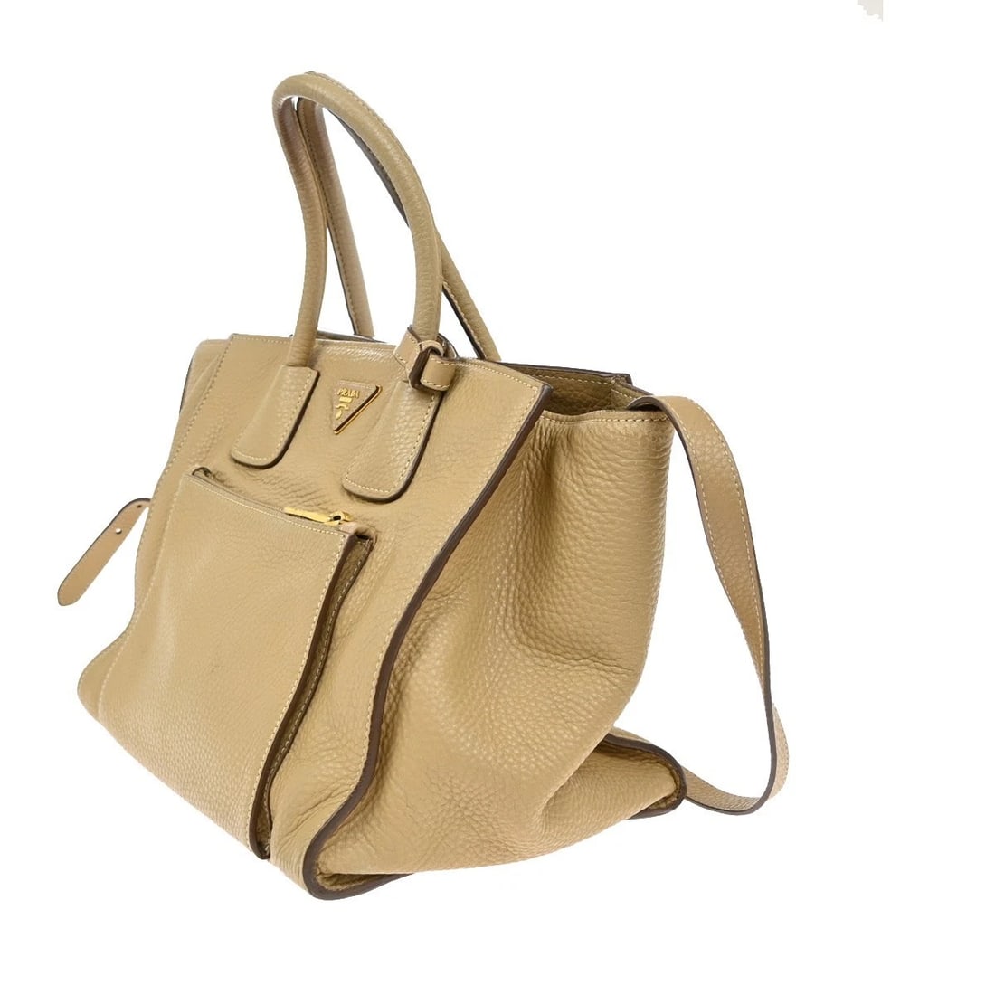 PRADA 2WAY SHOULDER HAND TOTE BAG VITELLO DAINO LEATHER BEIGE: PRADA 2Way Shoulder Hand Tote Bag Vitello Daino Leather Beige Brand: PRADA Type: Shoulder Bag Material: Vitello Daino Leather Color: Beige Size: W 11.8 x H 9.8 x D 7.9 " (approx.) HANDLE DROP ( in