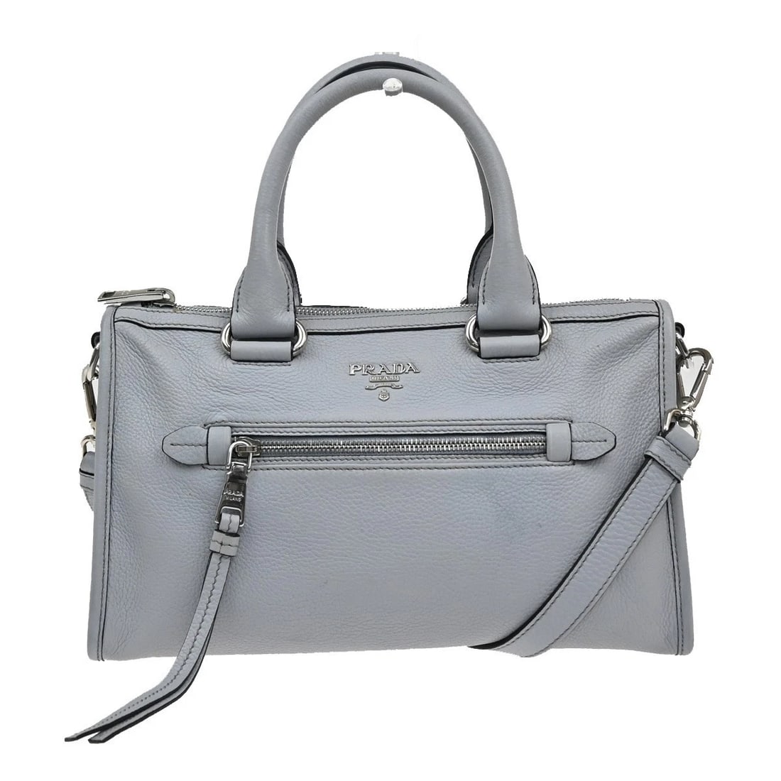 PRADA LOGO 2WAY SHOULDER HAND BAG LEATHER LIGHT BLUE: PRADA Logo 2Way Shoulder Hand Bag Leather Light Blue Brand: PRADA Type: Hand Bag Material: Leather Color: Light Blue Size: W 11.8 x H 6.7 x D 5.1 " (approx.) SHOULDER DROP ( inch /cm ) 18.1 - 19.7