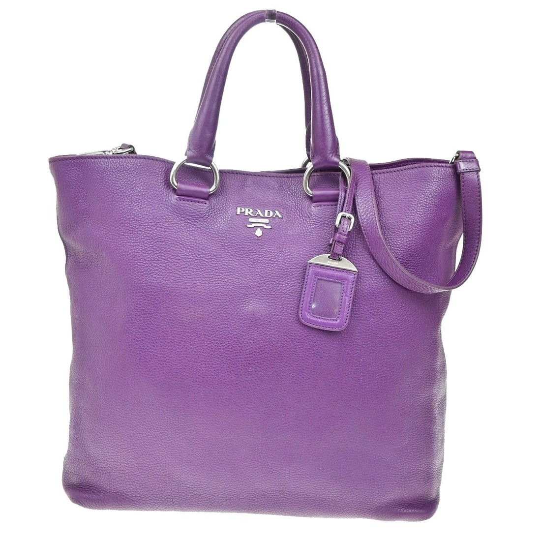 PRADA LOGO 2WAY SHOULDER HAND BAG LEATHER PURPLE: PRADA Logo 2Way Shoulder Hand Bag Leather Purple Brand: PRADA Type: Shoulder Bag Material: Leather Color: Purple Size: W 13.8 x H 13.8 x D 4.7 " (approx.) SHOULDER DROP ( inch /cm ) 15.4 - 17.3 "/