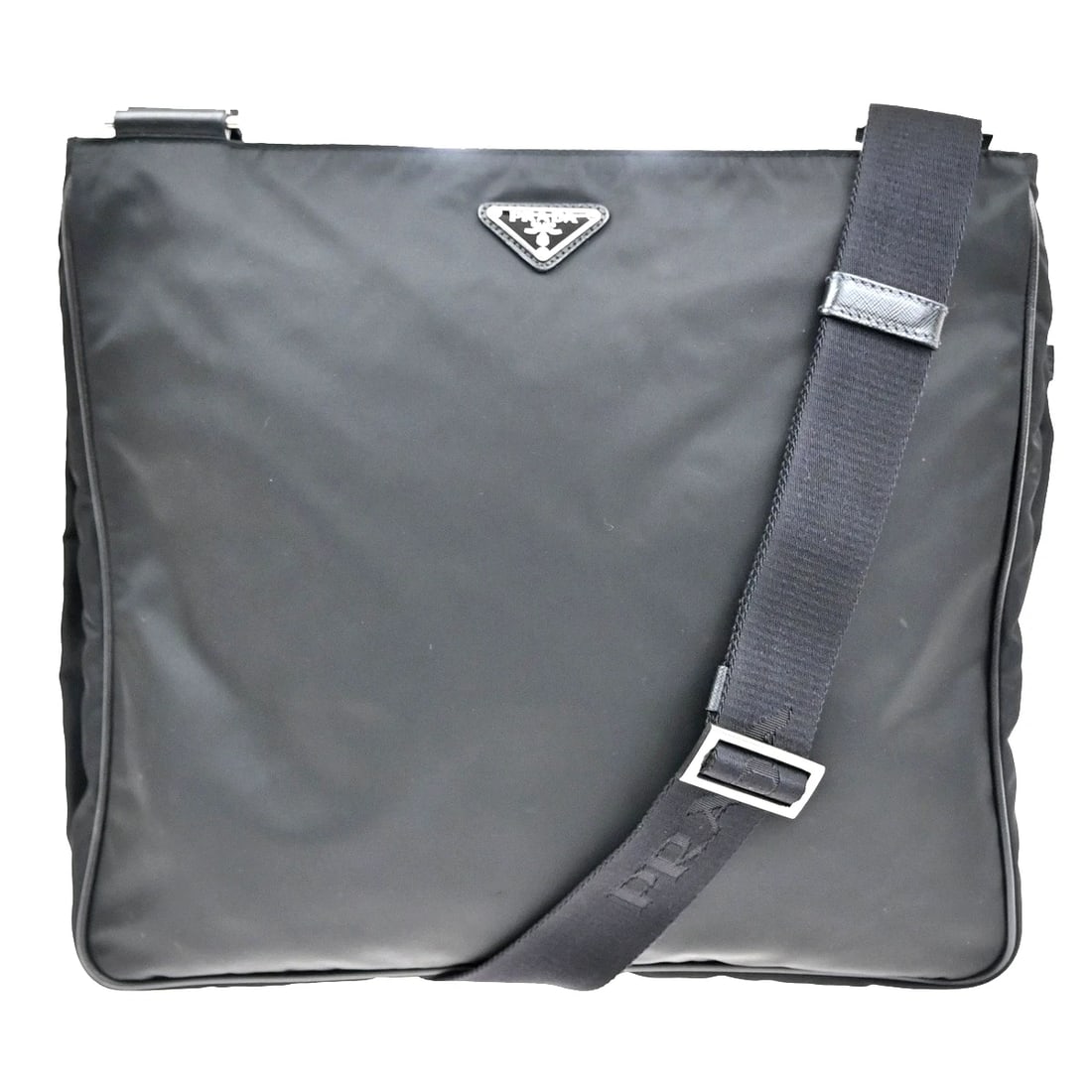 PRADA MILANO TESSUTO MESSENGER SHOULDER BAG NYLON LEATHER BLACK: PRADA MILANO Tessuto Messenger Shoulder Bag Nylon Leather Black Brand: PRADA Type: Shoulder Bag Material: Leather, Nylon Color: Black Size: W 13.8 x H 12.2 x D 1.2 " (approx.) SHOULDER DROP ( inch