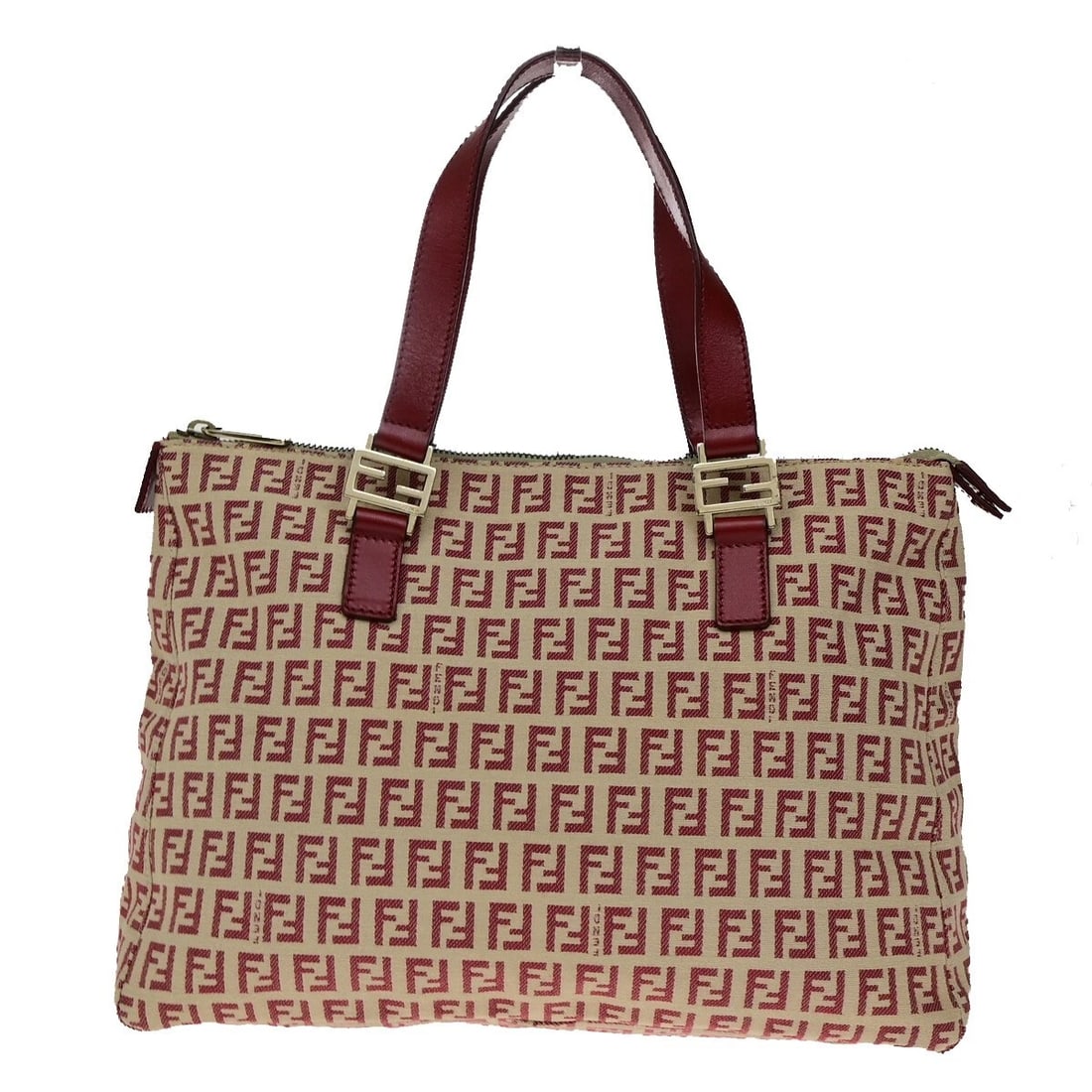 FENDI LOGO ZUCCA ZUCCHINO PATTERN HAND BAG CANVAS LEATHER RED: FENDI Logo Zucca Zucchino Pattern Hand Bag Canvas Leather Red Brand: Fendi Type: Shoulder Bag Material: Canvas, Leather Color: Red Size: W 13 x H 9.4 x D 4.3 " (approx.) HANDLE DROP ( inch /cm ) 7