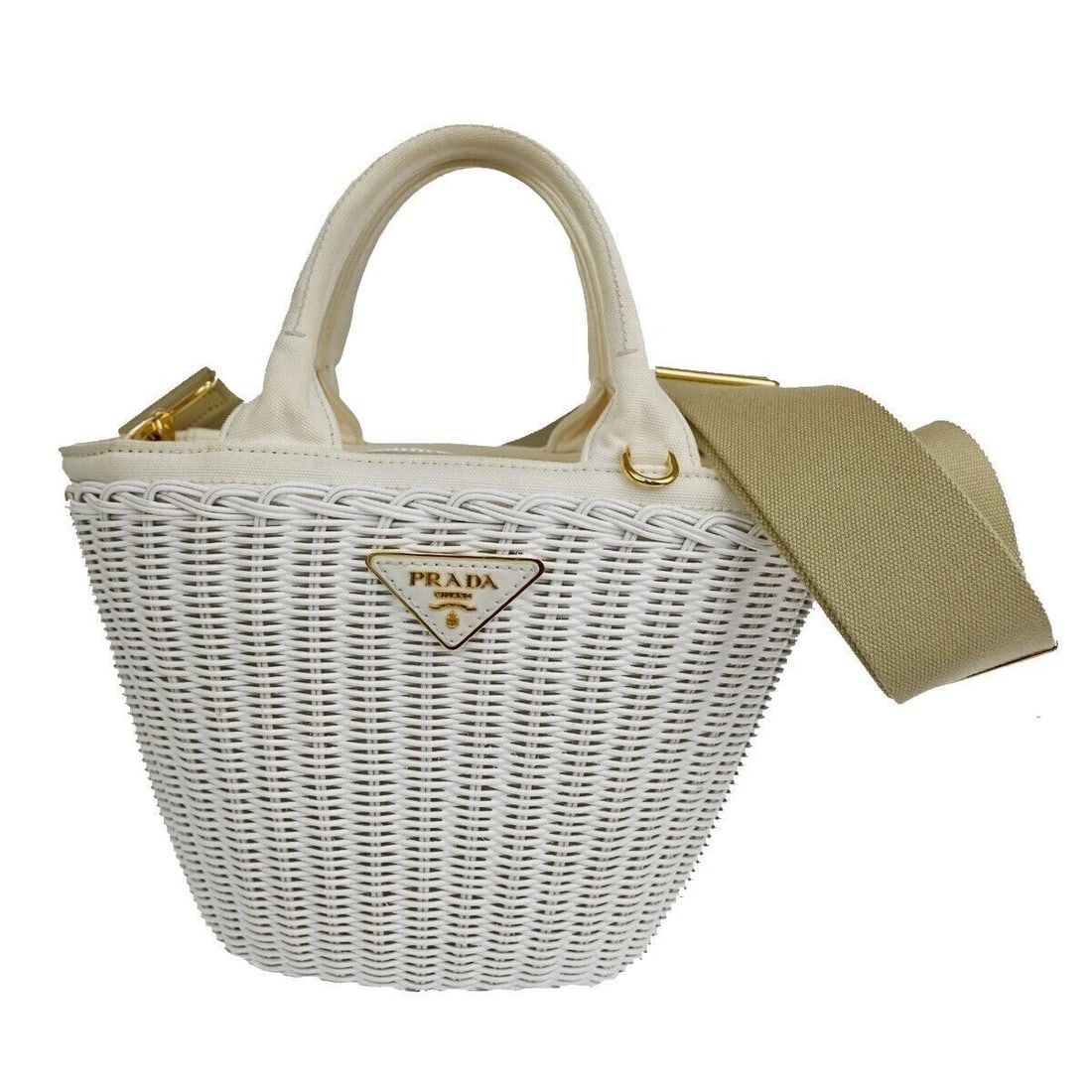 PRADA LOGO 2WAY SHOULDER HAND BAG CANVAS LEATHER WHITE: PRADA Logo 2Way Shoulder Hand Bag Canvas Leather White Brand: PRADA Type: Shoulder Hand Bag Material: Canvas, Leather Color: White Size: W 11.8 x H 8.3 x D 4.7 " (approx.) SHOULDER DROP ( inch /cm