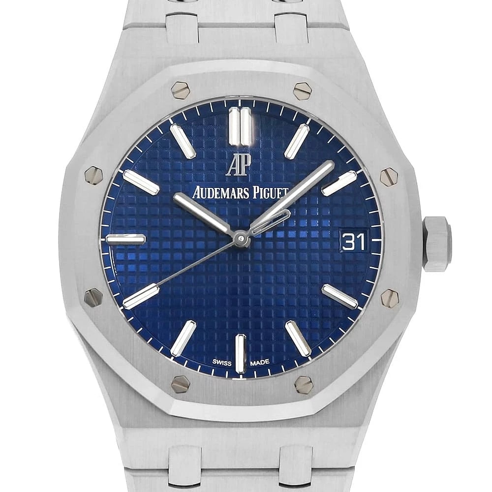 AUDEMARS PIGUET ROYAL OAK AUTOMATICWATCH: AUDEMARS PIGUET Royal Oak AutomaticWatch Brand: AUDEMARS PIGUET Type: Wrist watch Material: Band Material White Gold, Case Material White Gold Color: Blue Size: Band Size 18.5cm (7.3inch), Case Si