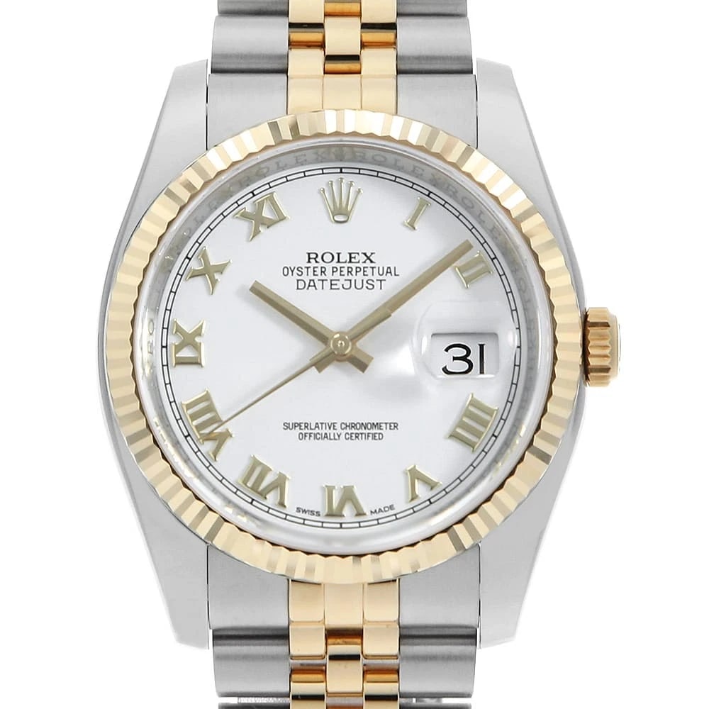 ROLEX DATEJUST WHITE ROMAN JUBILEE BRACELET WATCH (1 of 7)