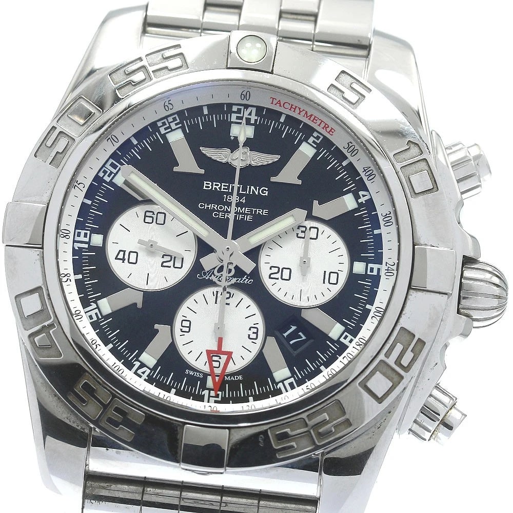 BREITLING CHRONOMAT GMT BLACK DIAL AUTOMATIC WATCH: BREITLING Chronomat GMT black Dial Automatic Watch Brand: BREITLING Type: Wristwatch Material: Band Material Stainless Steel, Case Material Stainless Steel Color: Band Color Silver, Case Color Silv
