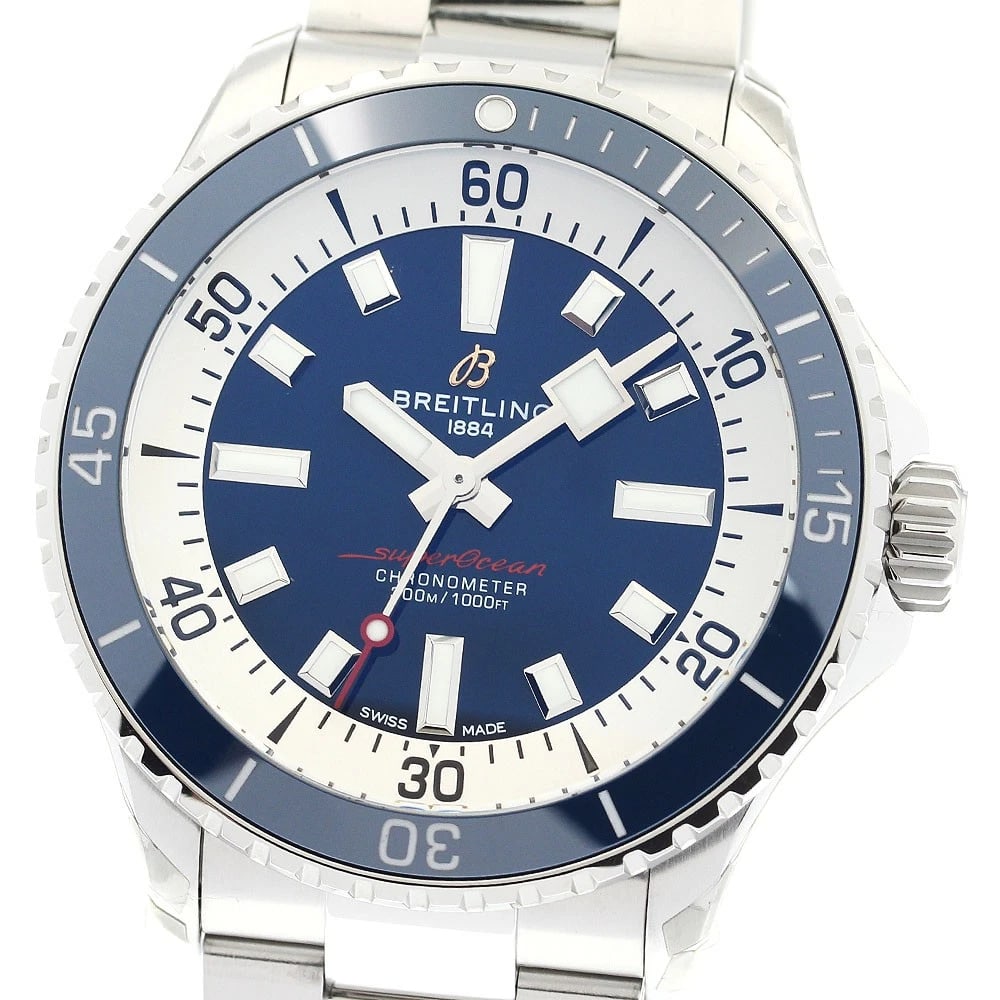BREITLING SUPER OCEAN NAVY / SILVER DIAL AUTOMATIC WATCH: BREITLING Super Ocean Navy / Silver Dial Automatic Watch Brand: BREITLING Type: Wristwatch Material: Band Material Stainless Steel, Case Material Stainless Steel Color: Band Color Silver, Case Colo