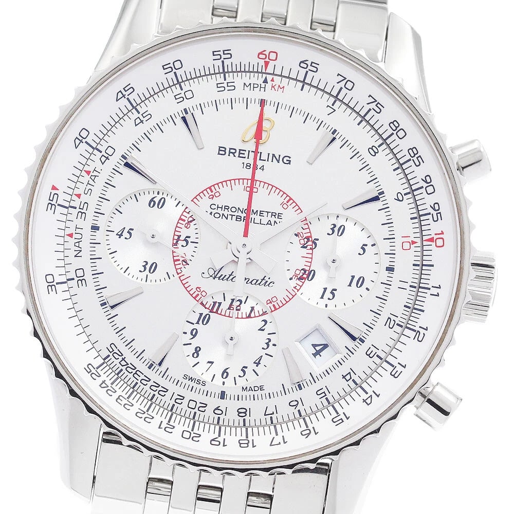 BREITLING CHRONOGRAPH AUTOMATIC WATCH: BREITLING Chronograph Automatic Watch Brand: BREITLING Type: Wristwatch Material: Band Material Stainless Steel, Case Material Stainless Steel Color: Band Color Silver, Case Color Silver, Dial Colo