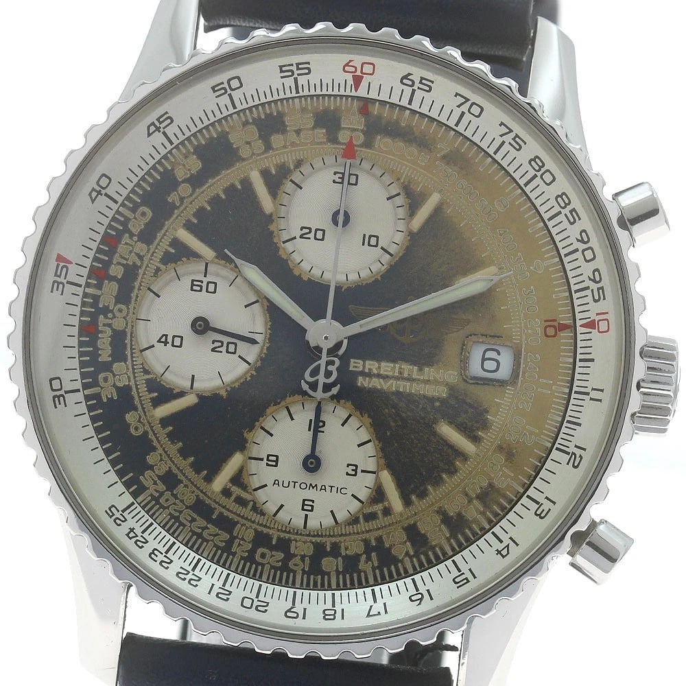BREITLING OLD NAVITIMER CHRONOGRAPH AUTOMATIC WATCH: BREITLING Old Navitimer Chronograph Automatic Watch Brand: BREITLING Type: Wristwatch Material: Band Material leather, Case Material Stainless Steel Color: Band Color Navy, Case Color Silver, Dial