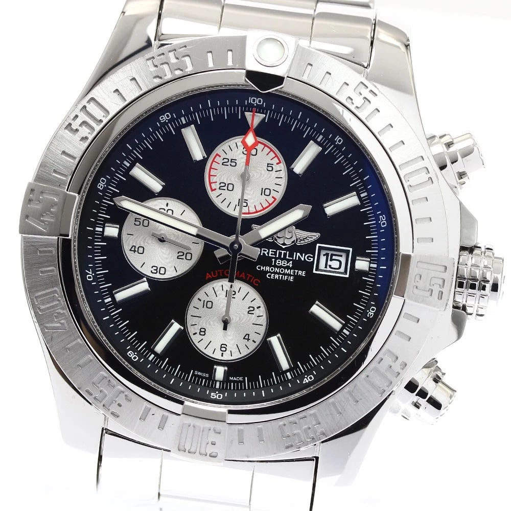 BREITLING SUPER AVENGER CHRONOGRAPH AUTOMATIC WATCH: BREITLING Super Avenger Chronograph Automatic Watch Brand: BREITLING Type: Wristwatch Material: Band Material Stainless Steel, Case Material Stainless Steel Color: Band Color Silver, Case Color Sil