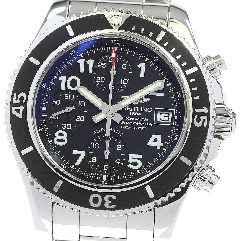 BREITLING SUPER OCEAN CHRONOGRAPH AUTOMATIC WATCH: BREITLING Super Ocean Chronograph Automatic Watch Brand: BREITLING Type: Wristwatch Material: Band Material Stainless Steel, Case Material Stainless Steel Color: Band Color Silver, Case Color Silve
