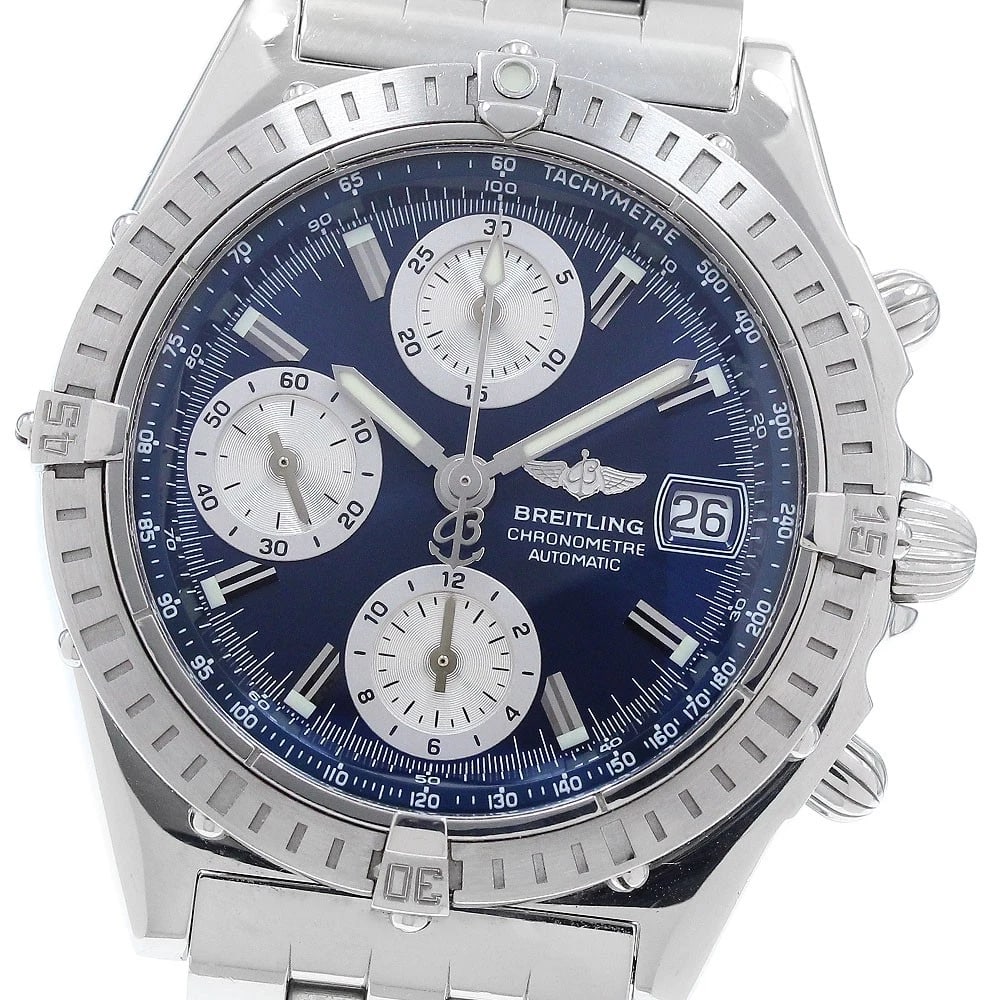 BREITLING CHRONOMAT NAVY / SILVER DIAL AUTOMATIC WATCH: BREITLING Chronomat Navy / Silver Dial Automatic Watch Brand: BREITLING Type: Wristwatch Material: Band Material Stainless Steel, Case Material Stainless Steel Color: Band Color Silver, Case Color