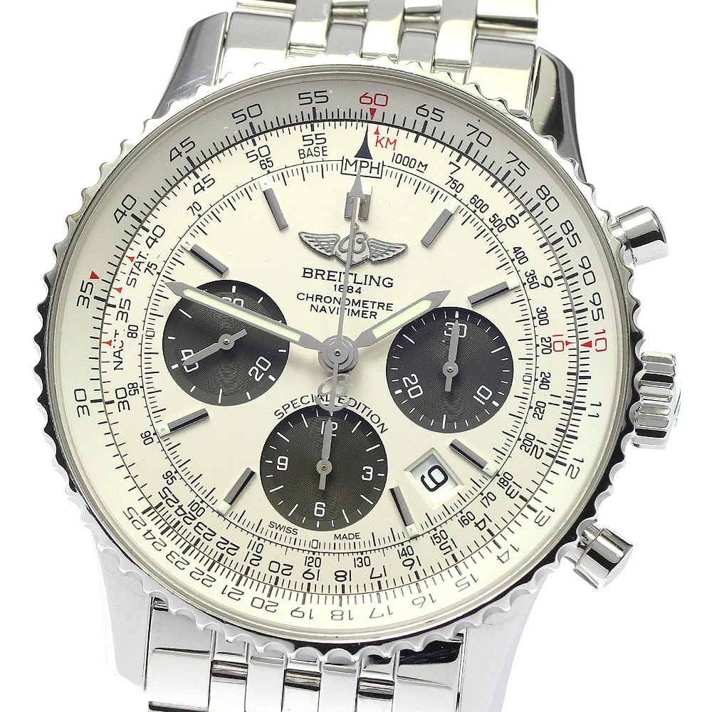 BREITLING NAVITIMER01 CHRONOGRAPH AUTO WATCH: BREITLING Navitimer01 Chronograph Auto Watch Brand: BREITLING Type: Wristwatch Material: Band Material Stainless Steel, Case Material Stainless Steel Color: Band Color Silver, Case Color Silver, Di