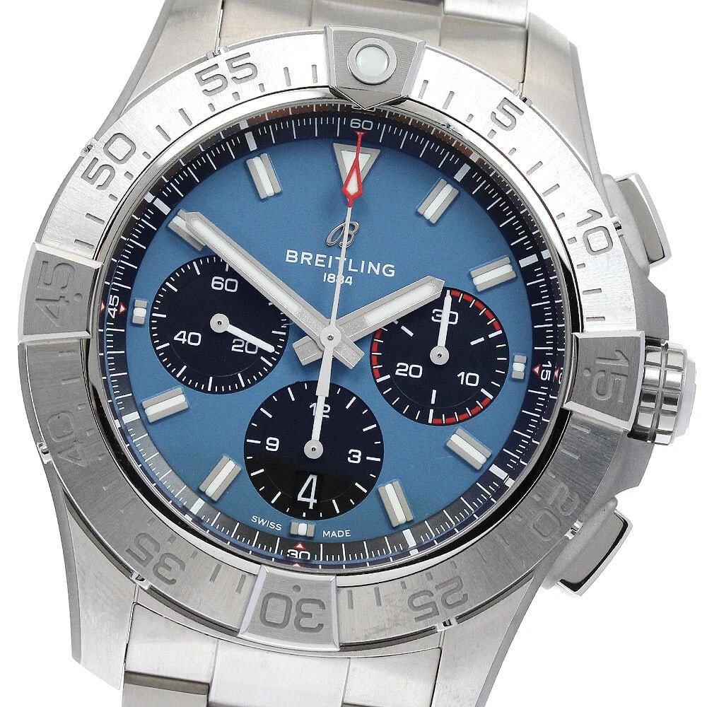 BREITLING AVENGER CHRONOGRAPH 44 AUTOMATIC WATCH: BREITLING Avenger Chronograph 44 Automatic Watch Brand: BREITLING Type: Wristwatch Material: Band Material Stainless Steel, Case Material Stainless Steel Color: Band Color Silver, Case Color Silver